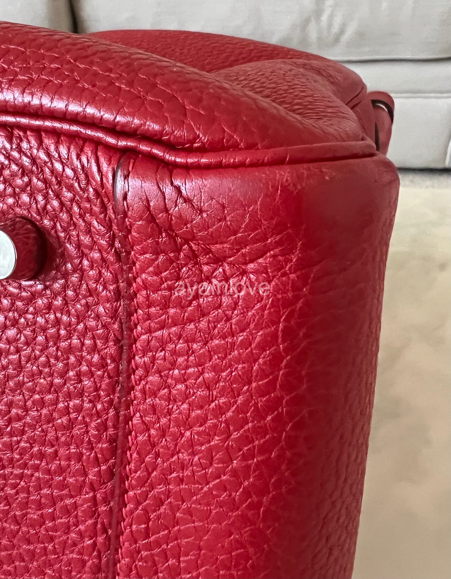 HERMES Lindy 34 Clemence Rouge Palladium Hardware Stamp Q Square