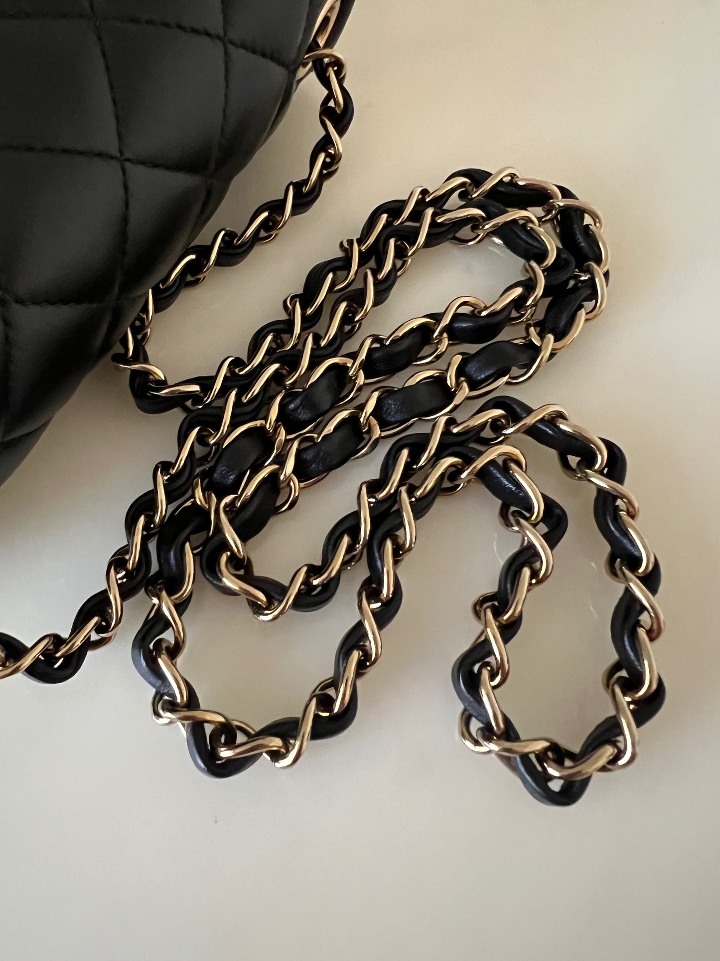 CHANEL Black Lamb Skin Quilted Classic Square Mini Microchipped Light Gold Hardware