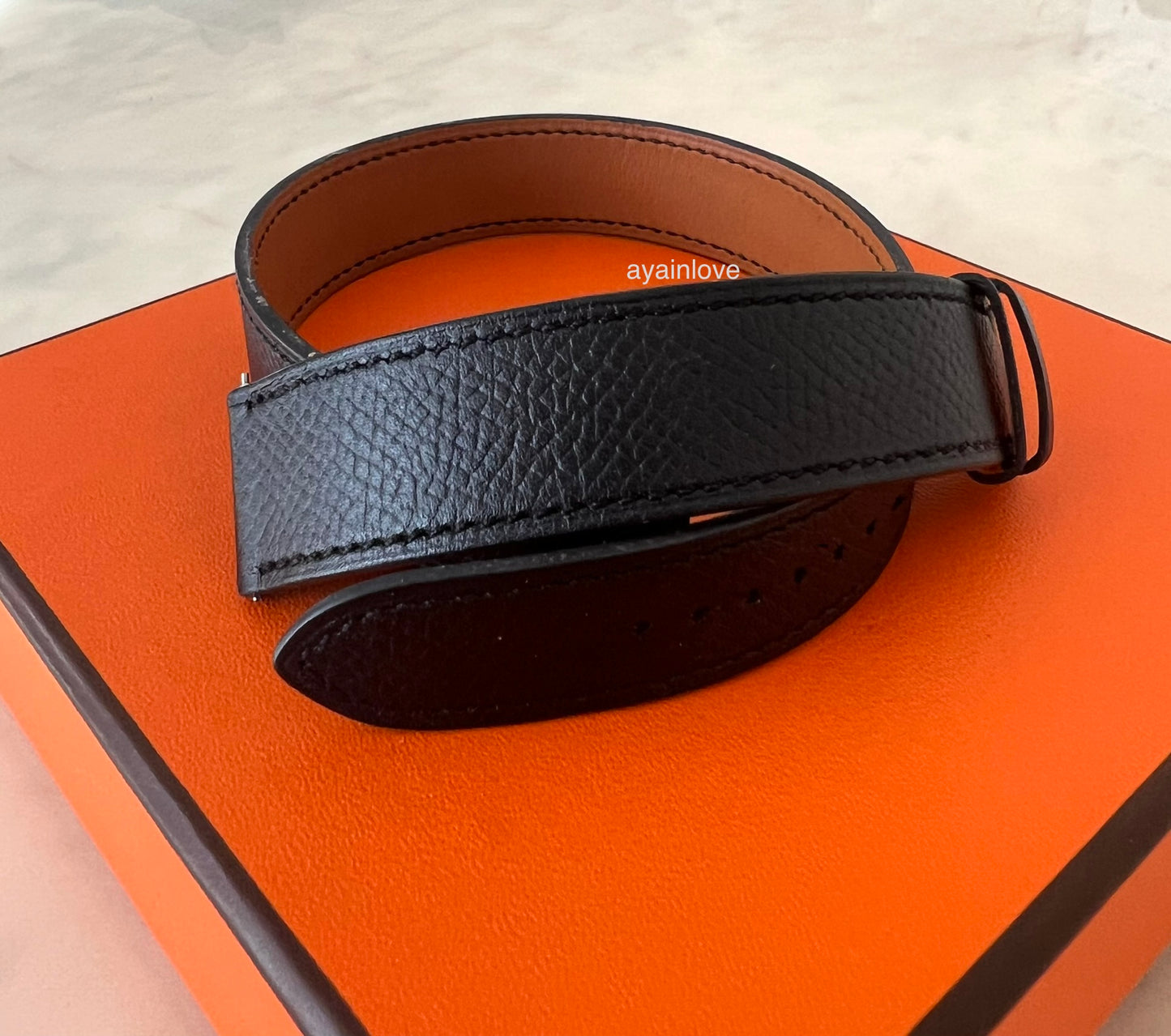 HERMES Heure Medium 30 mm Diamonds Dial Watch Alligator Black Strap