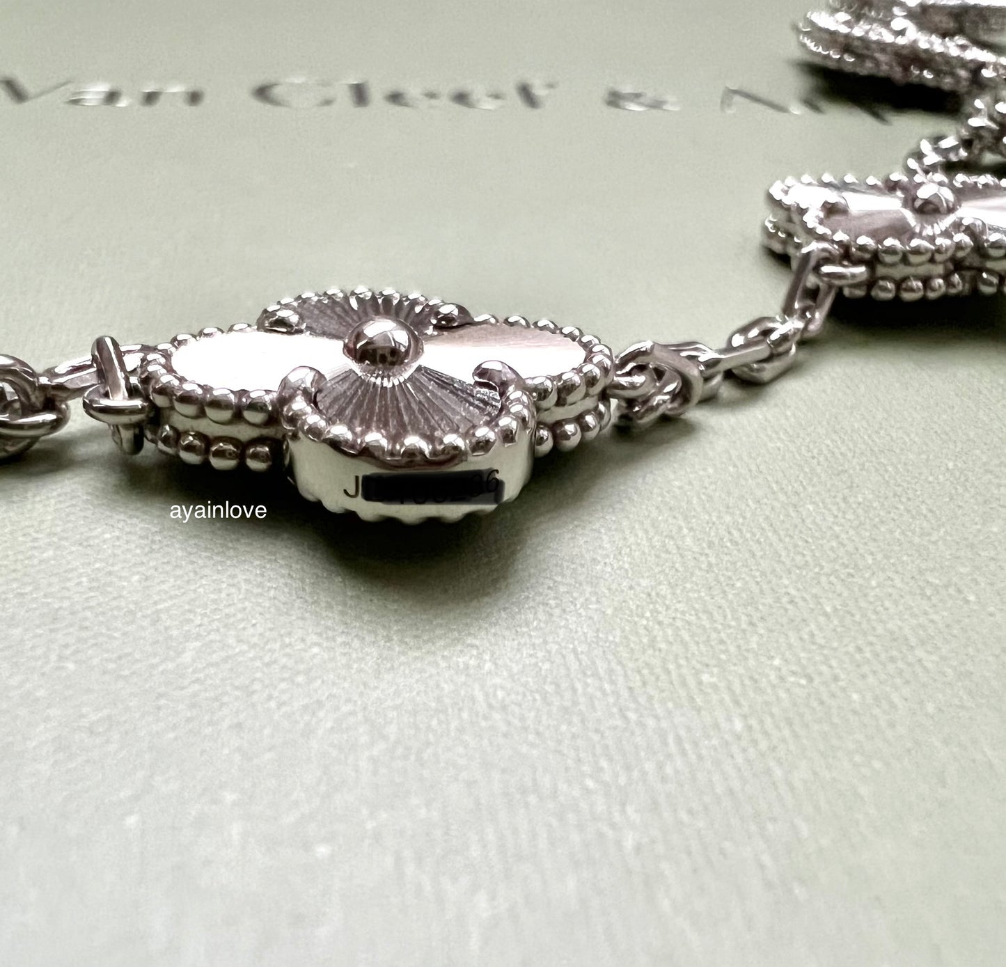 Van Cleef Arpels VCA 5 Motifs Bracelet Guilloche 18KT White Gold Vintage Alhambra