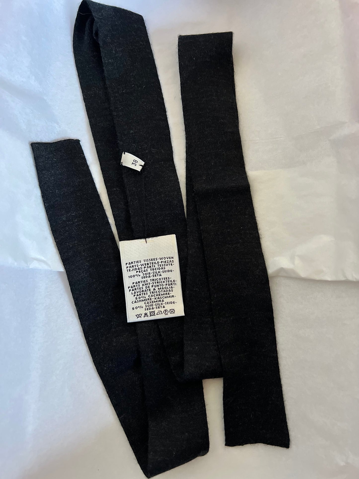 HERMES Black and White Silk Wool Brandebourgs Encadre Twillaine Long Belted Cardigan Size 38