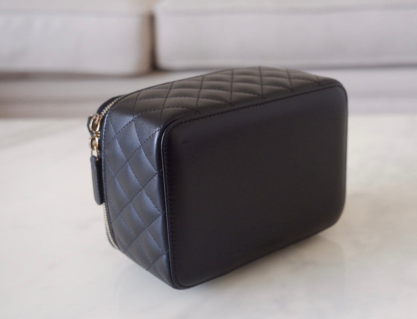 CHANEL Black Lambskin Small Jewellery Vanity Bag Light Gold Hardware