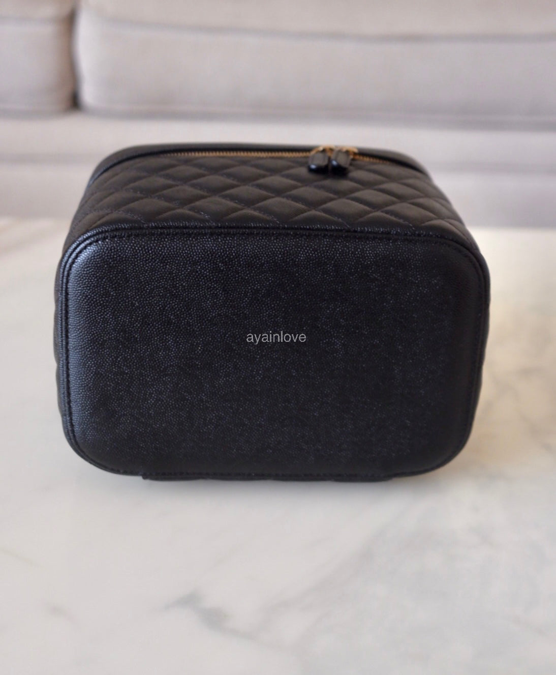 CHANEL Black Caviar Top Handle Large Vanity Case Gold Hardware