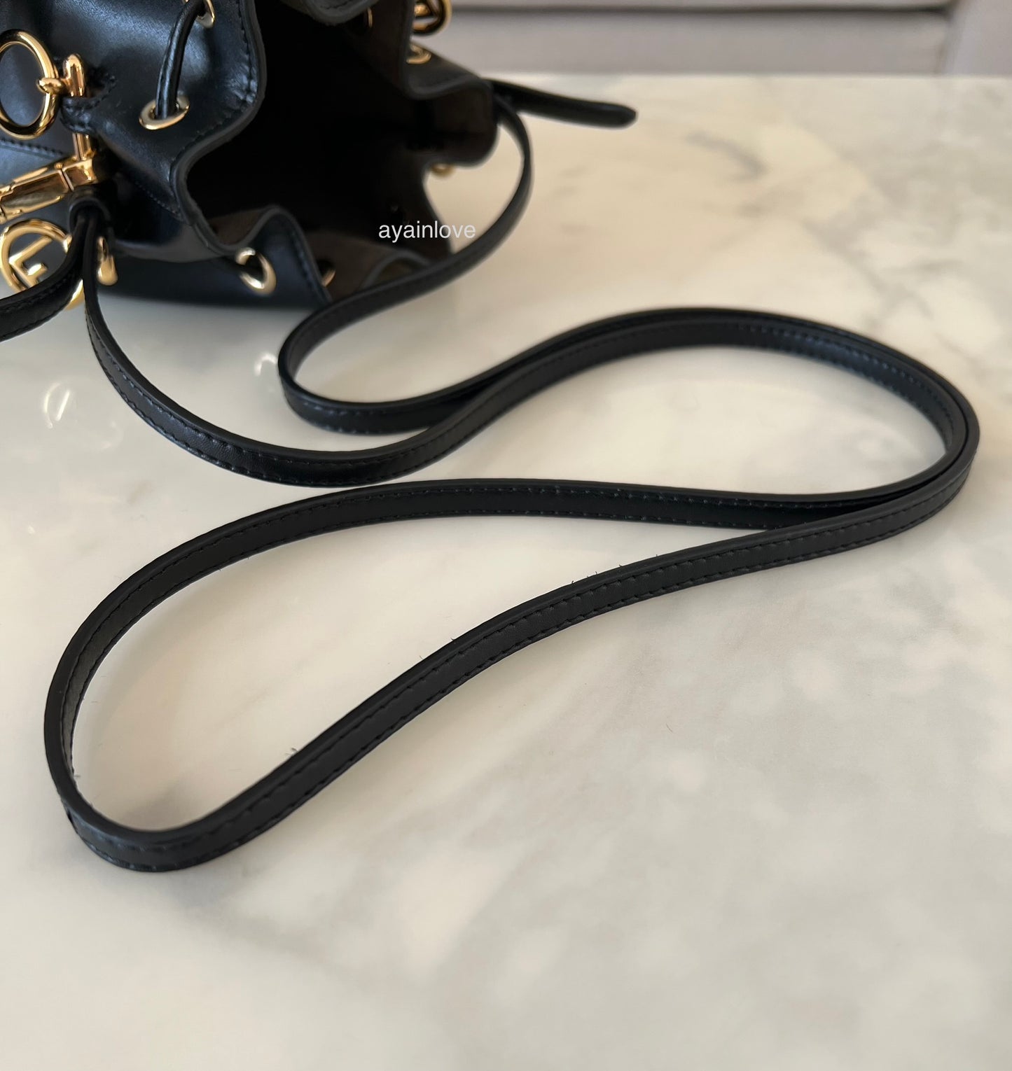 FENDI Mon Tresor Black Calfskin Bucket Mini Bag Gold Hardware