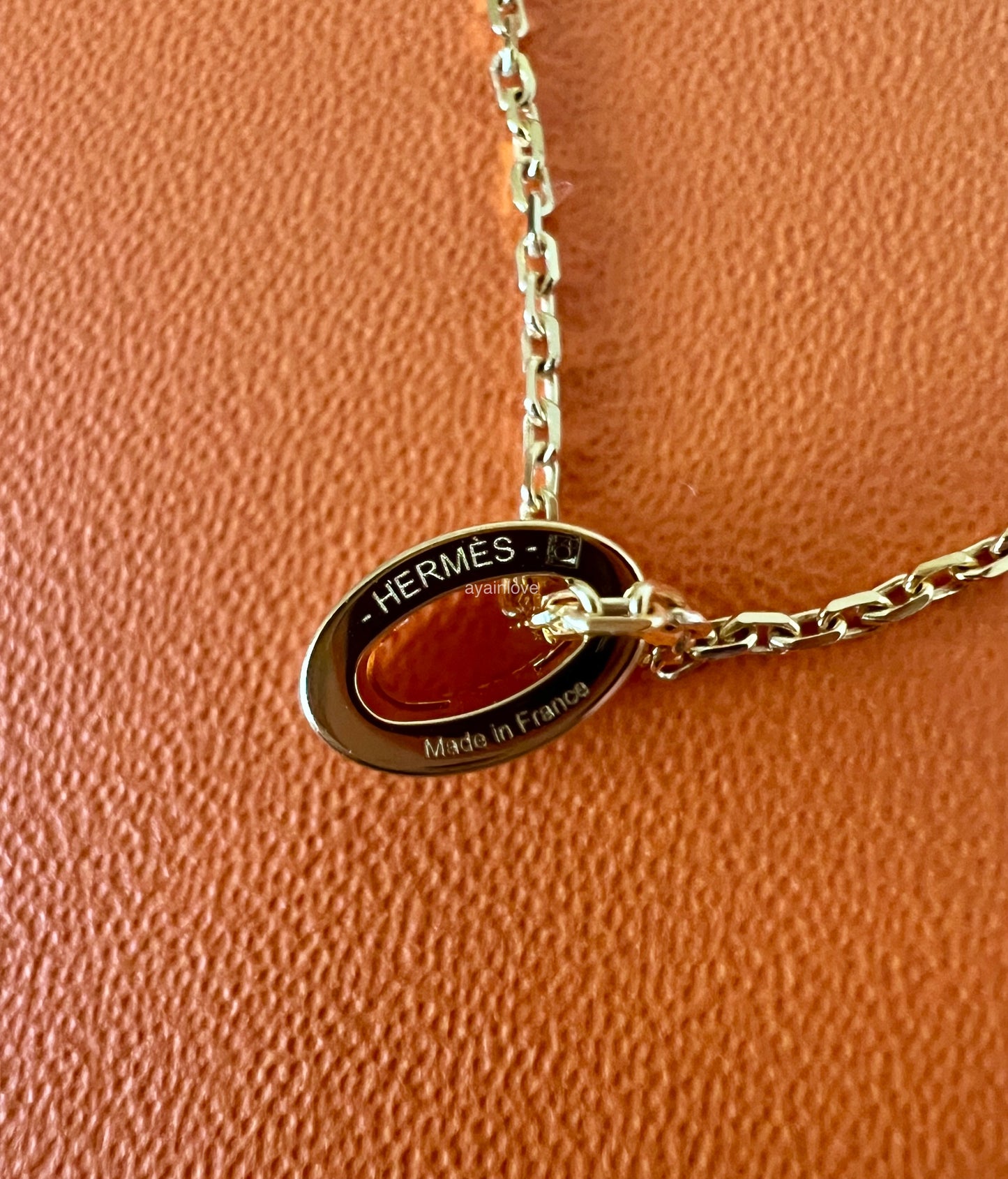 HERMES Mini H Pop Marron Glace Necklace Yellow Gold Hardware