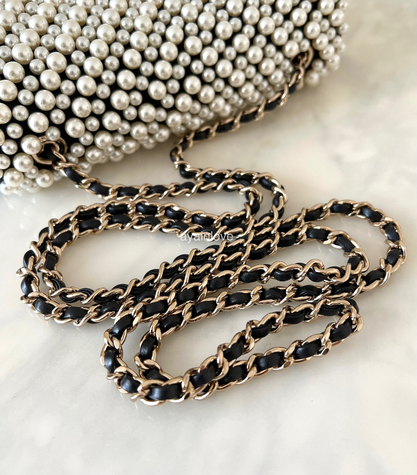 CHANEL 19S Pearl Mini Flap Bag Light Gold Hardware