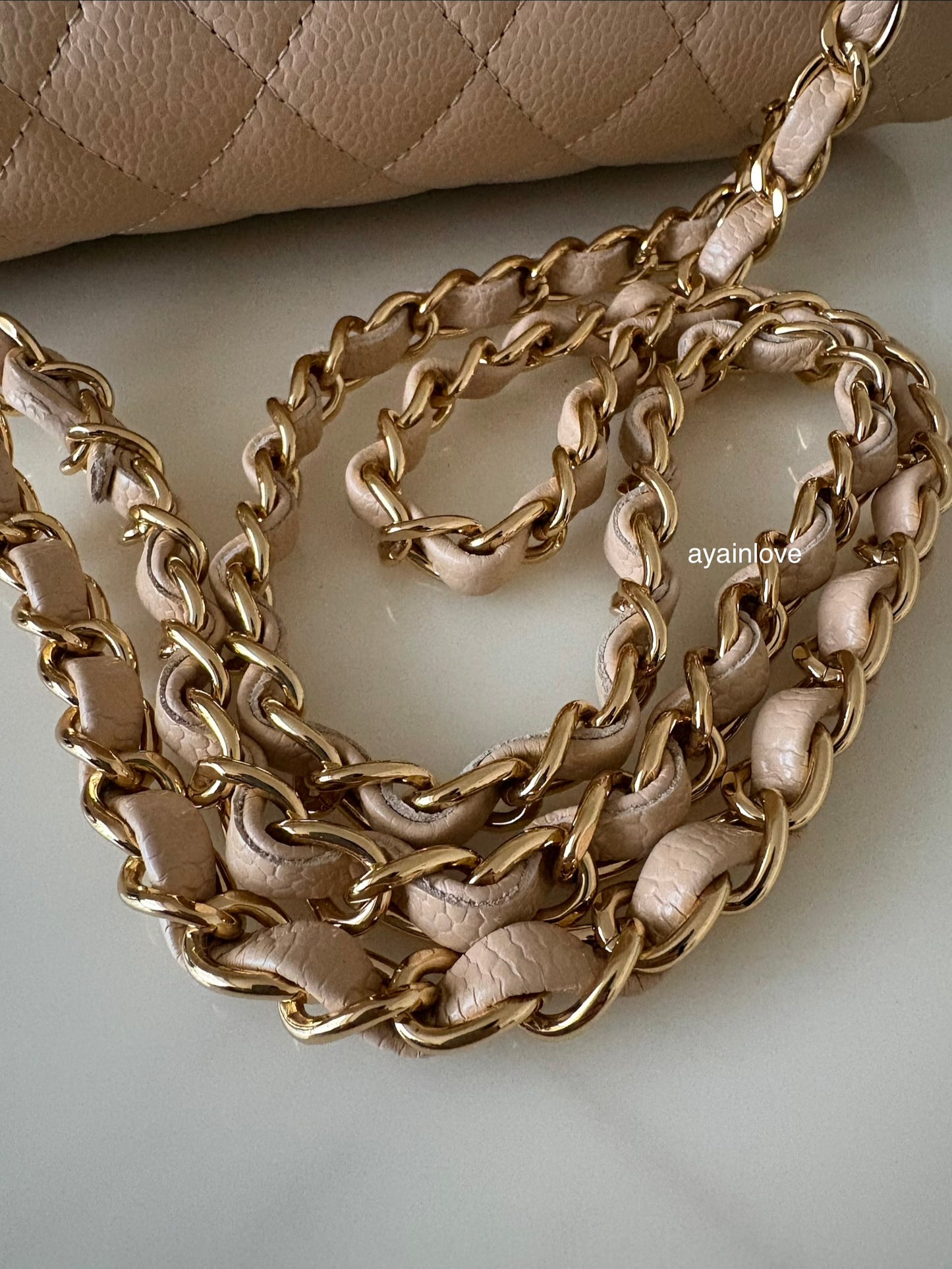 CHANEL Beige Clair Caviar Small Classic Flap Bag Gold Hardware