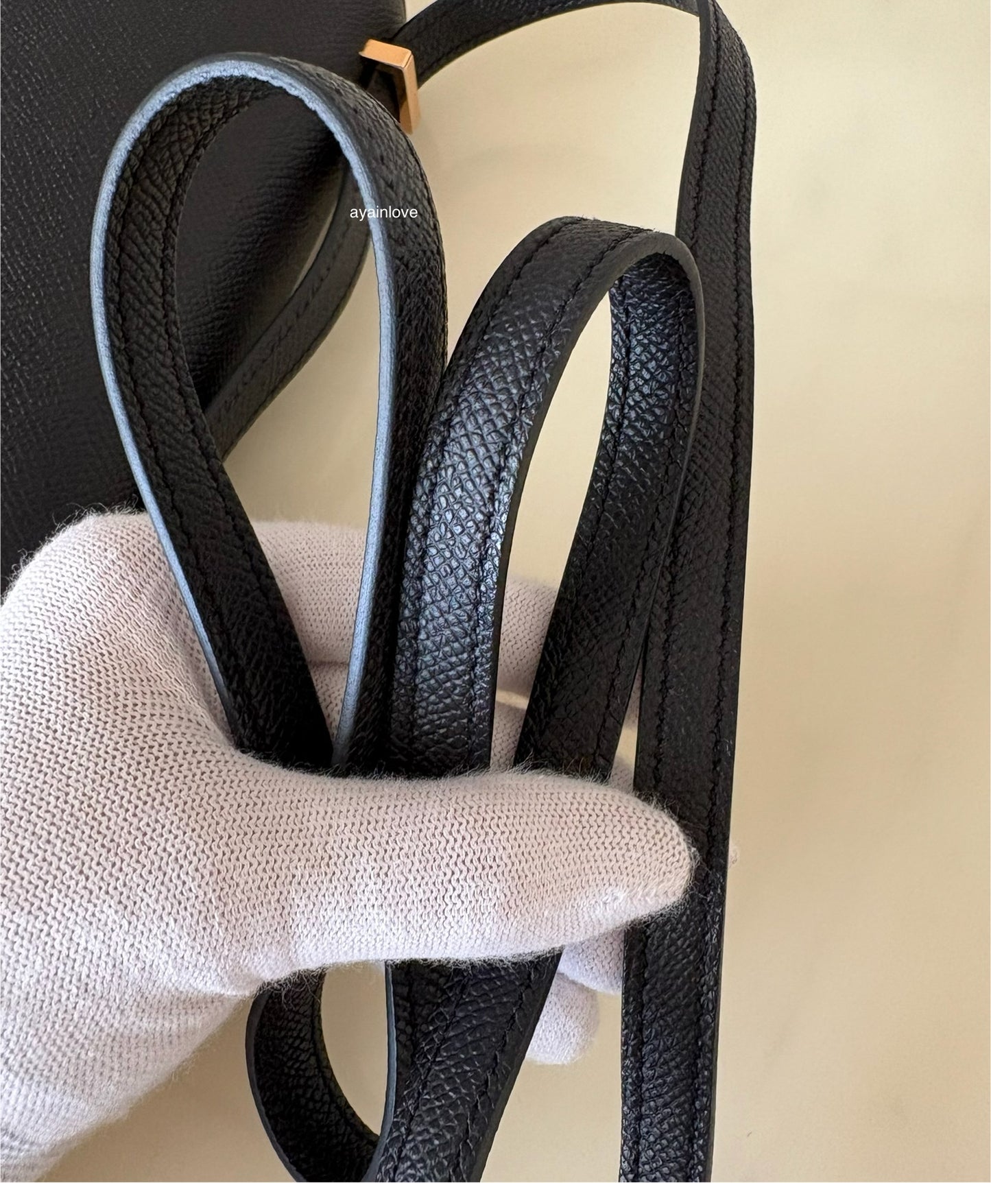 HERMES Constance Mini 18 Noir Black Epsom Rose Gold Hardware W Stamp