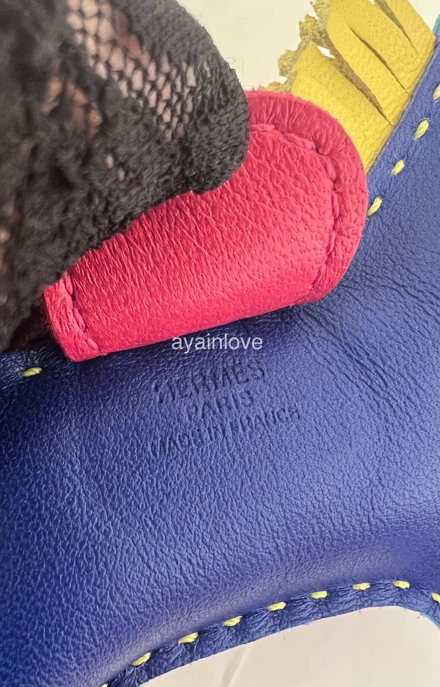 HERMES Rodeo PM Rainbow 6-Colored Bi-Surface Blue/Light Blue/Pink/Green/Yellow/Purple Bag Charm