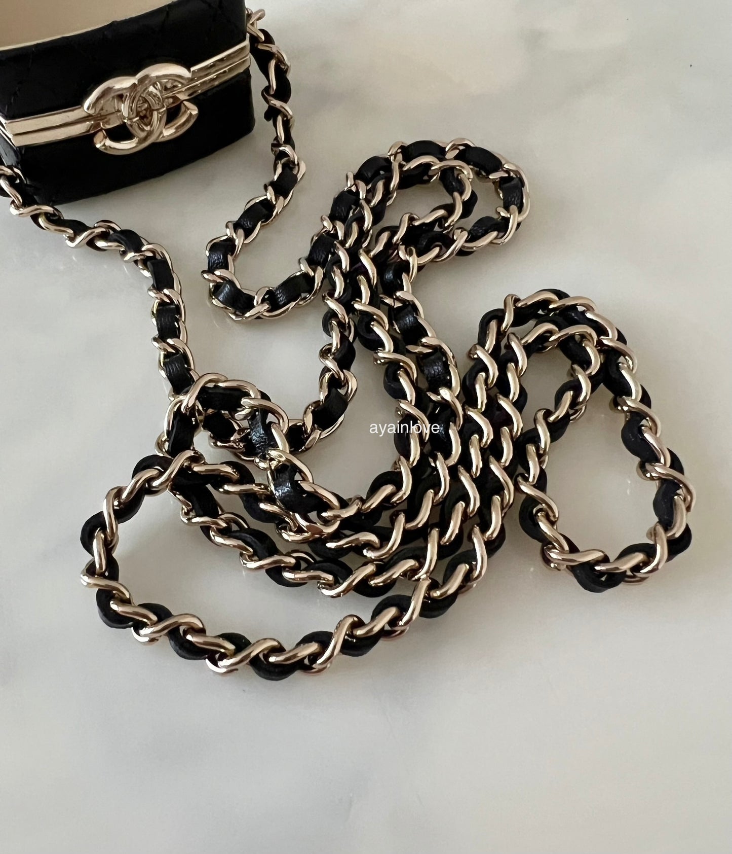 CHANEL Mini Minaudiere Mirror Compact Beauty Box Clutch on Chain Light Gold Hardware