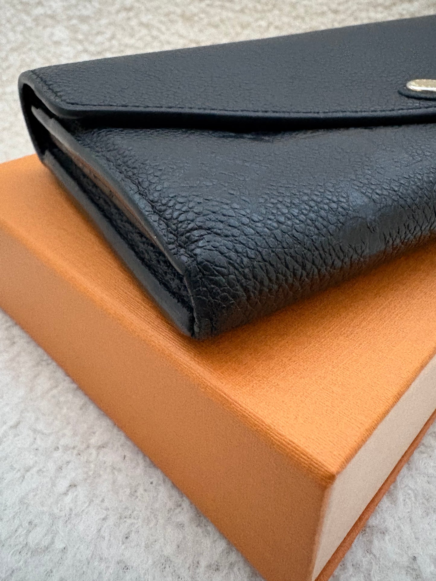 LOUIS VUITTON LV Sarah Black Monogram Empreinte Wallet Gold Hardware