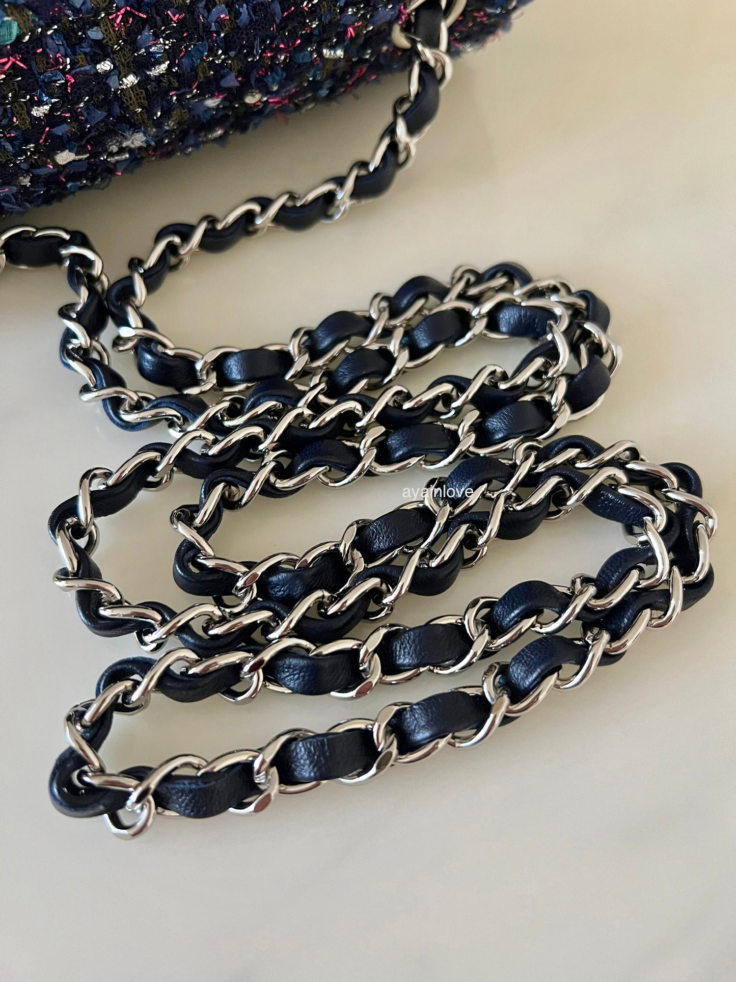 CHANEL 18K Multicolour Fantasy Tweed Rectangular Mini Flap Bag Silver Hardware