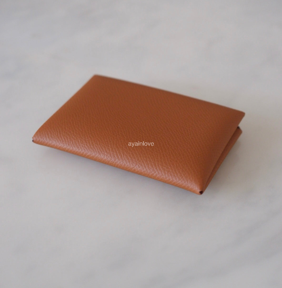 HERMES Calvi Gold Epsom Card Holder Palladium Hardware