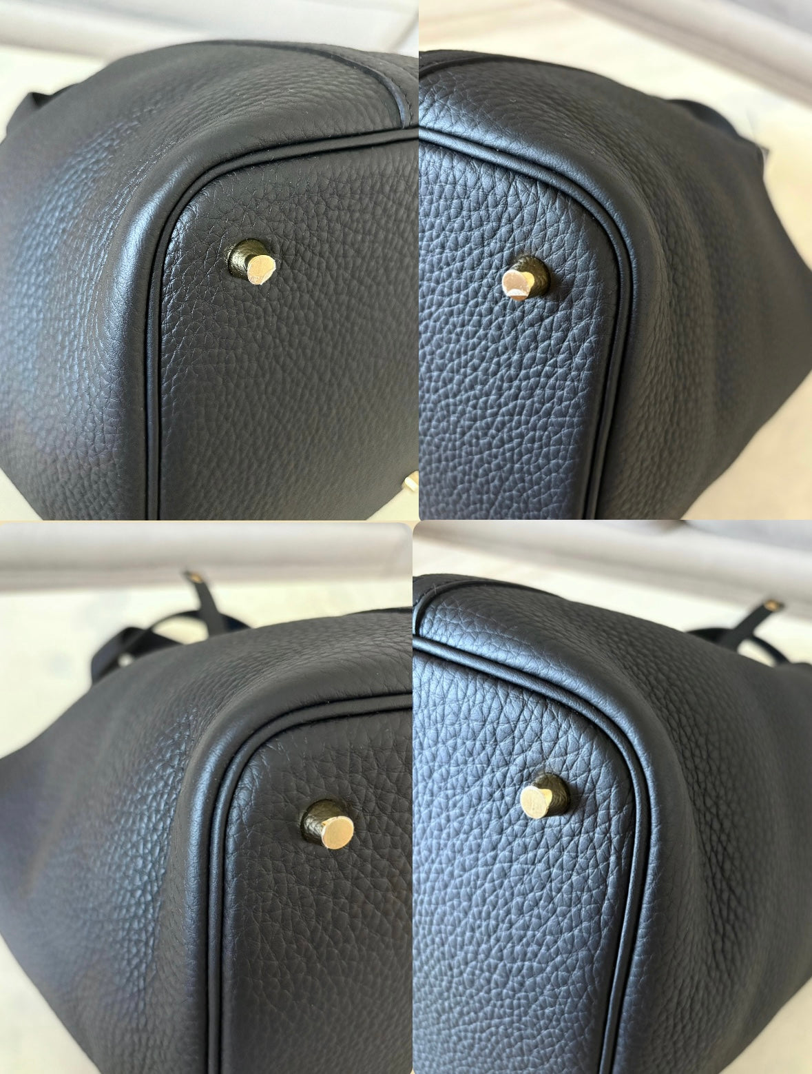 HERMES Picotin Lock 22 Black Noir Taurillion Clemence Gold Hardware K Stamp