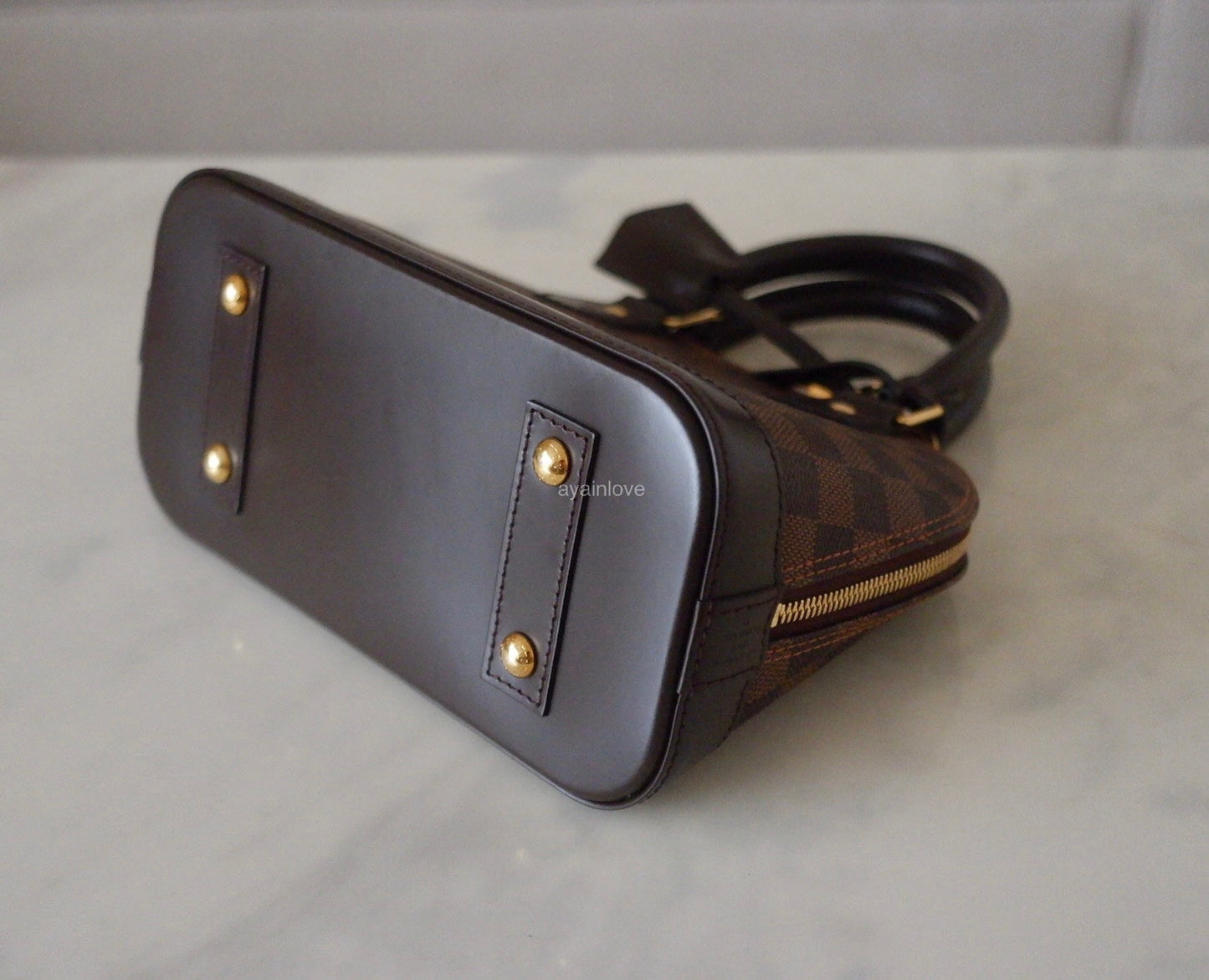 LOUIS VUITTON LV Alma BB Damier Ebene Bag Gold Hardware 2020