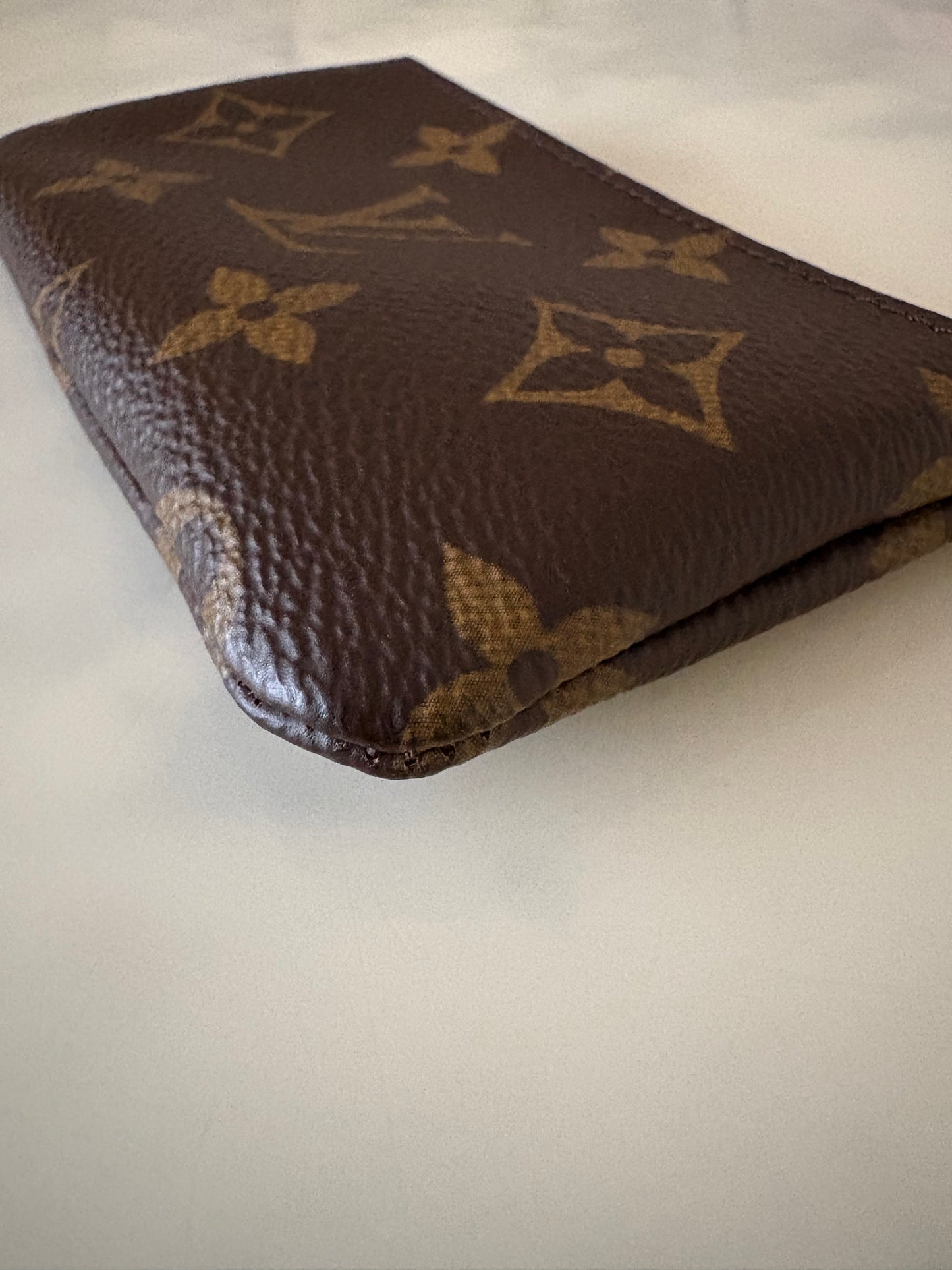 LV LOUIS VUITTON Monogram Key Pouch Card Holder Gold Hardware