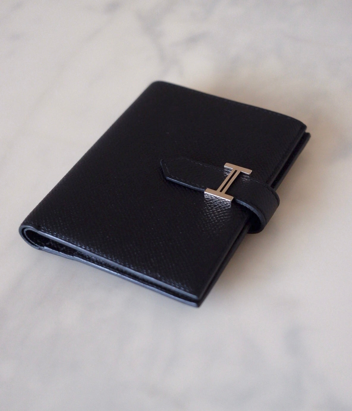 HERMES Bearn Compact Wallet Epsom Black Noir Palladium Hardware C Stamp