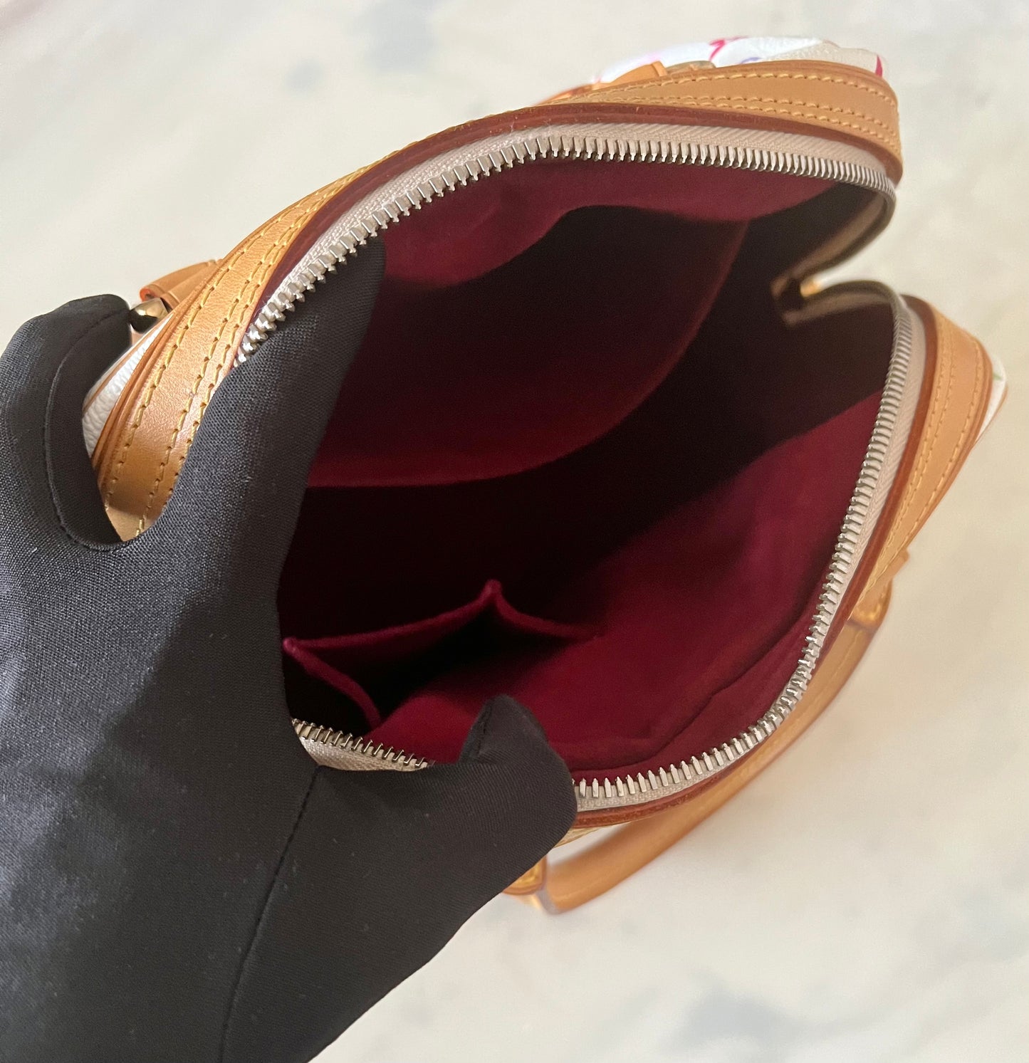 LOUIS VUITTON Priscilla White Multicolour Murakami Tote Bag 2006 Gold Hardware