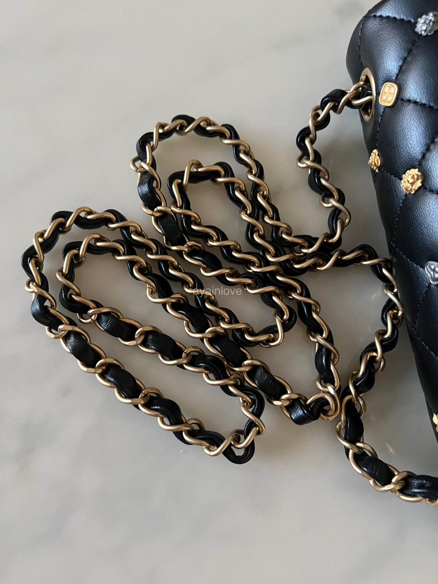 CHANEL 18K Black Lucky Charm Lambskin Rectangular Mini Flap Bag Brushed Gold Hardware