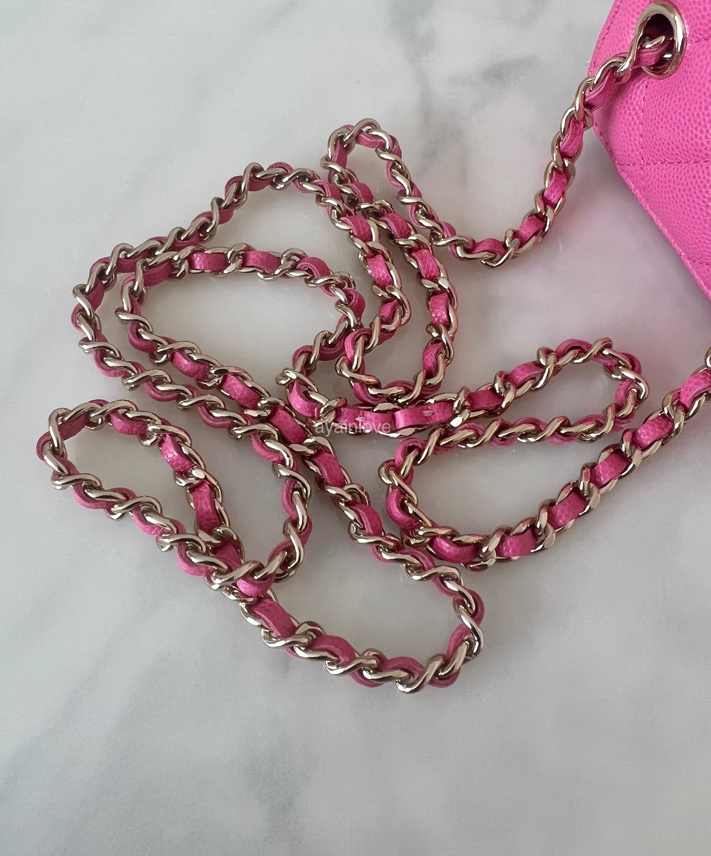 CHANEL 20S Pink Caviar Square Vanity On Chain Light Gold Hardware