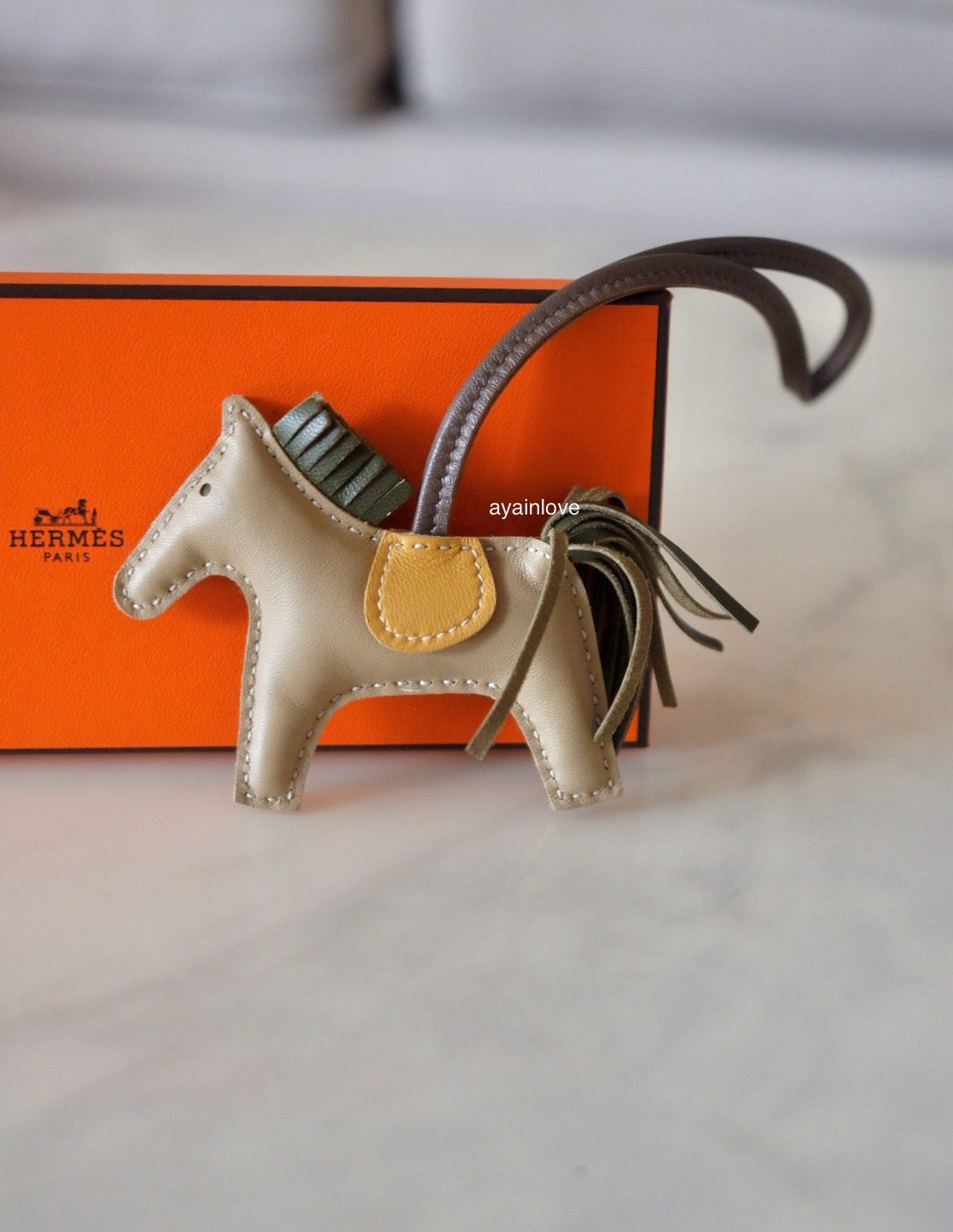 HERMES Rodeo PM Quadcolour Trench/Canopee/Curry/Etoupe Bag Charm