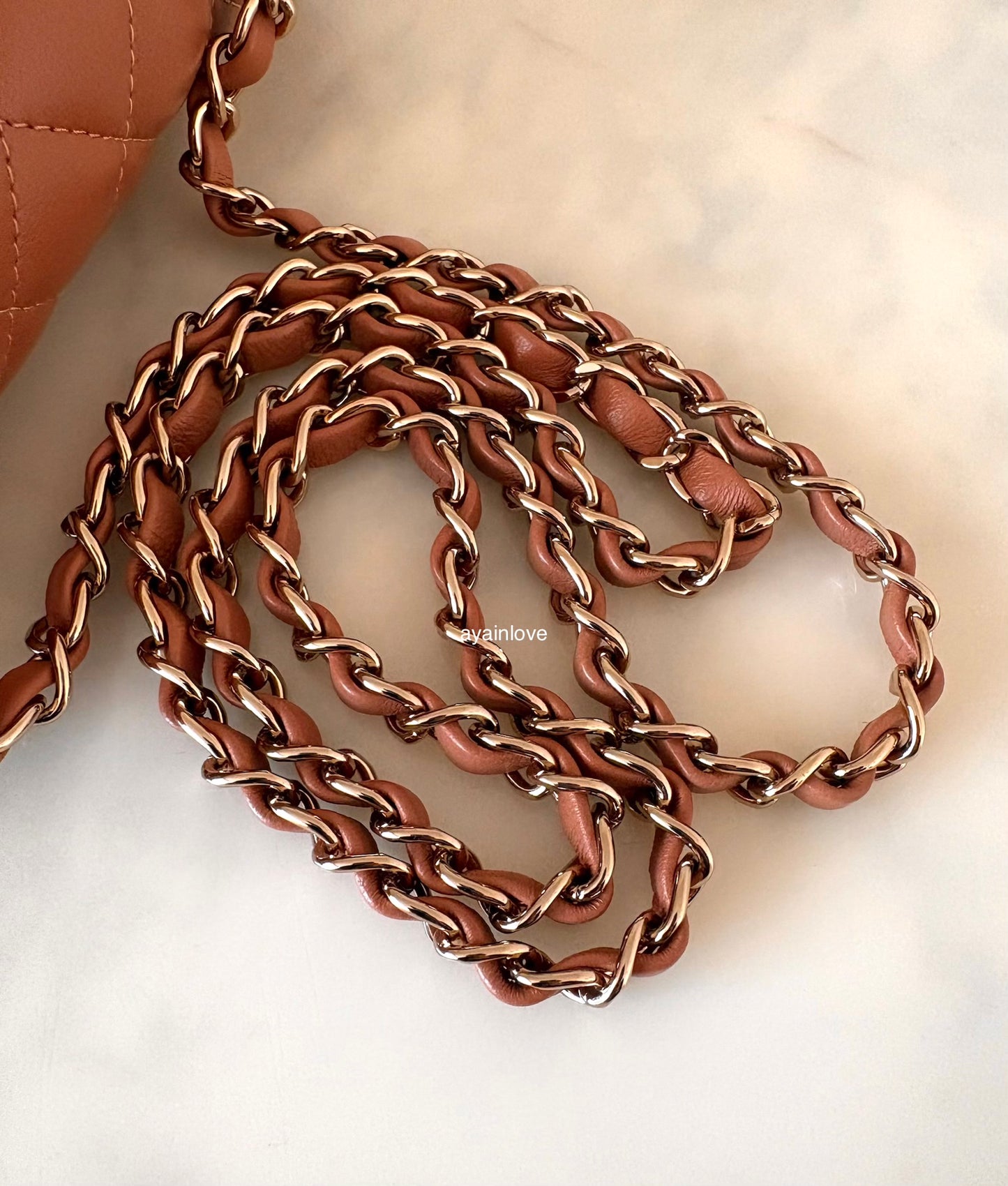 CHANEL 22S Caramel Brown Lamb Skin Rectangular Mini Light Gold Hardware