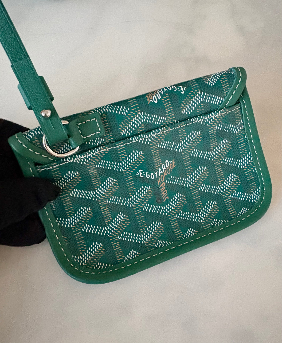 GOYARD Anjou Mini Green Goyardline Canvas/Calfskin Reversible Tote Bag