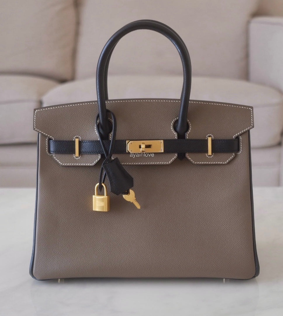 HERMES Birkin 30 HSS Horseshoe Stamp Special Order Bicolour Etoupe and –  AYAINLOVE CURATED LUXURIES