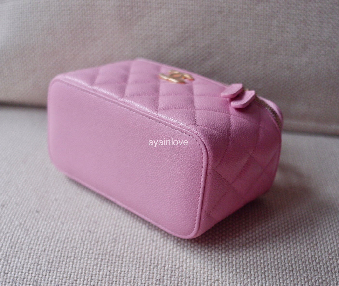 CHANEL 22S Pick Me Up Pink Caviar Top Handle Vanity Brushed Gold Hardware
