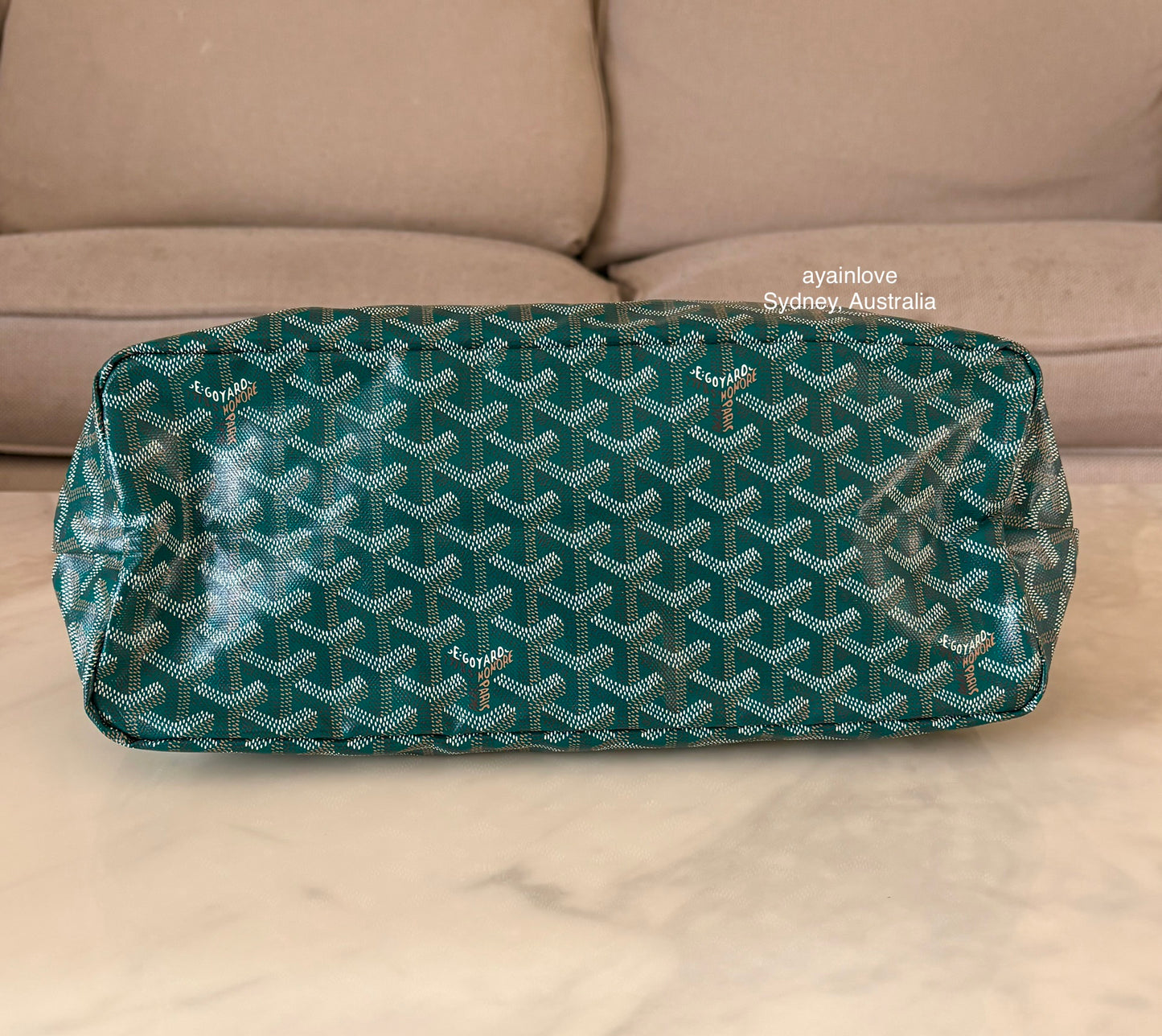 GOYARD Green Goyardine Hobo Boheme PM Bag with Blue Heart Stamp