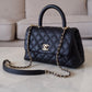 CHANEL Black Caviar Quilted Small Coco Handle 24 cm Light Gold Hardware