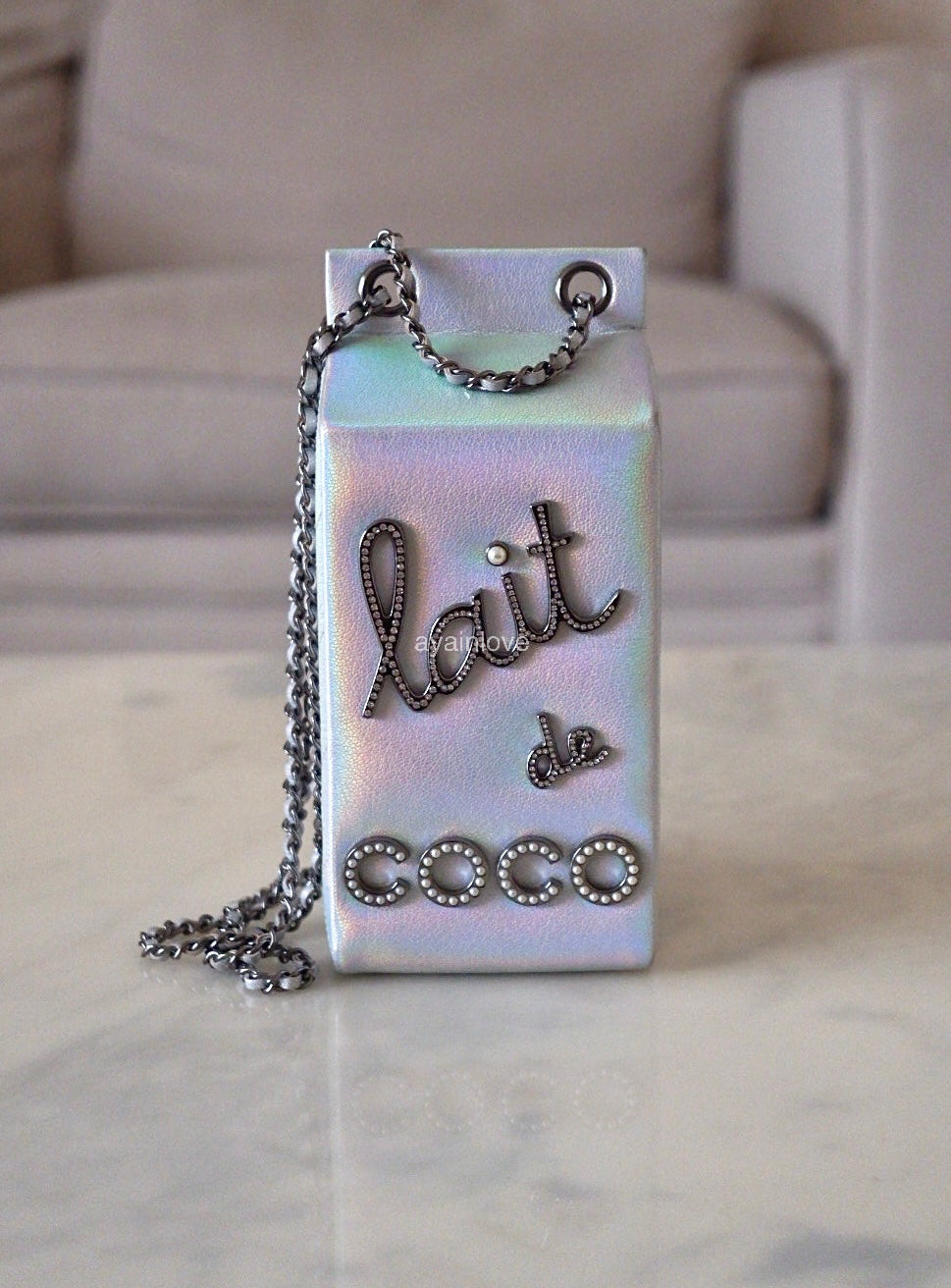 CHANEL 14K Limited Edition Runway Iridescent Silver Goatskin Lait