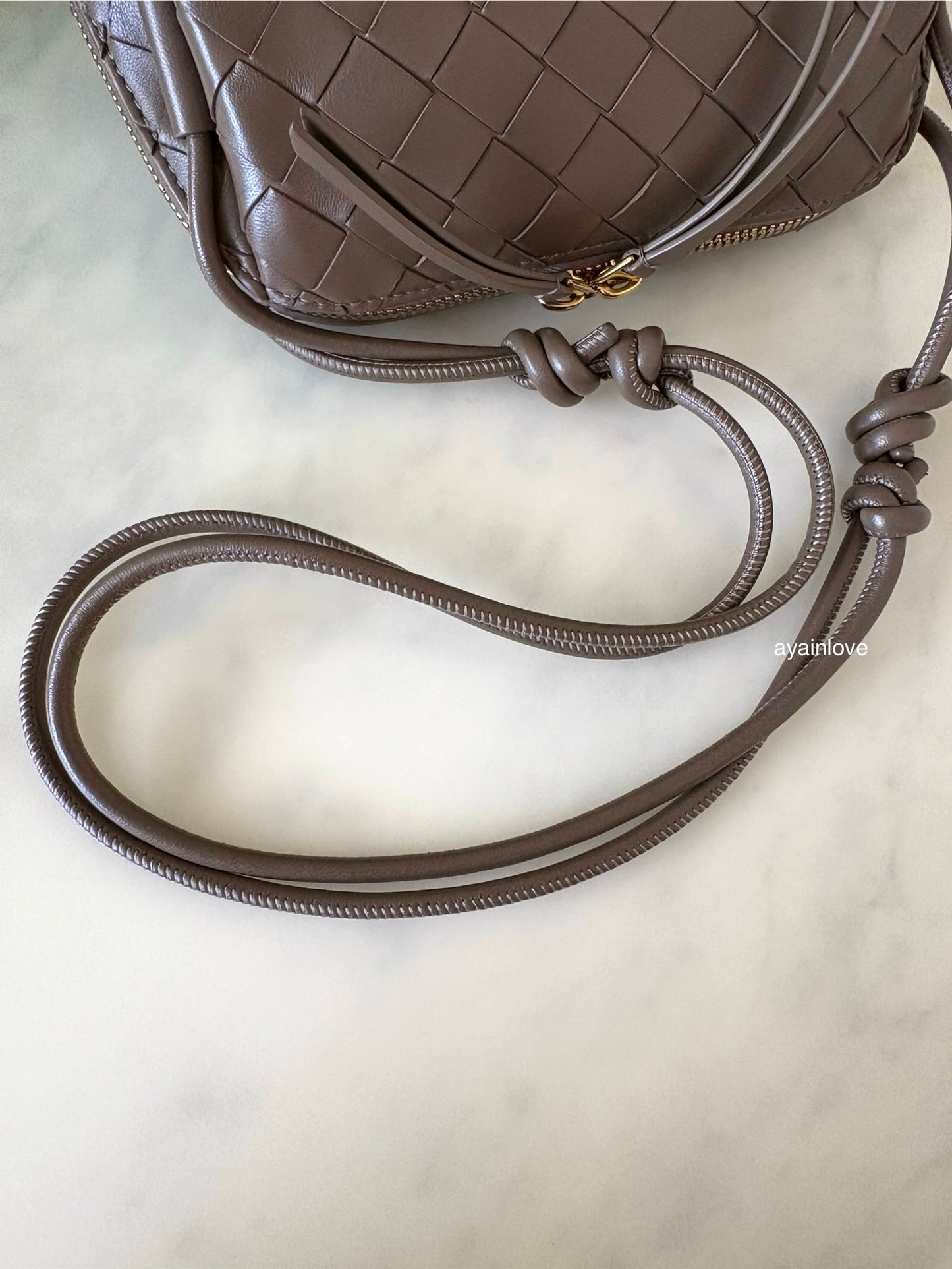 BOTTEGA VENETA BV Concert Pouch Pinecone Bag Gold Hardware Adjustable Strap