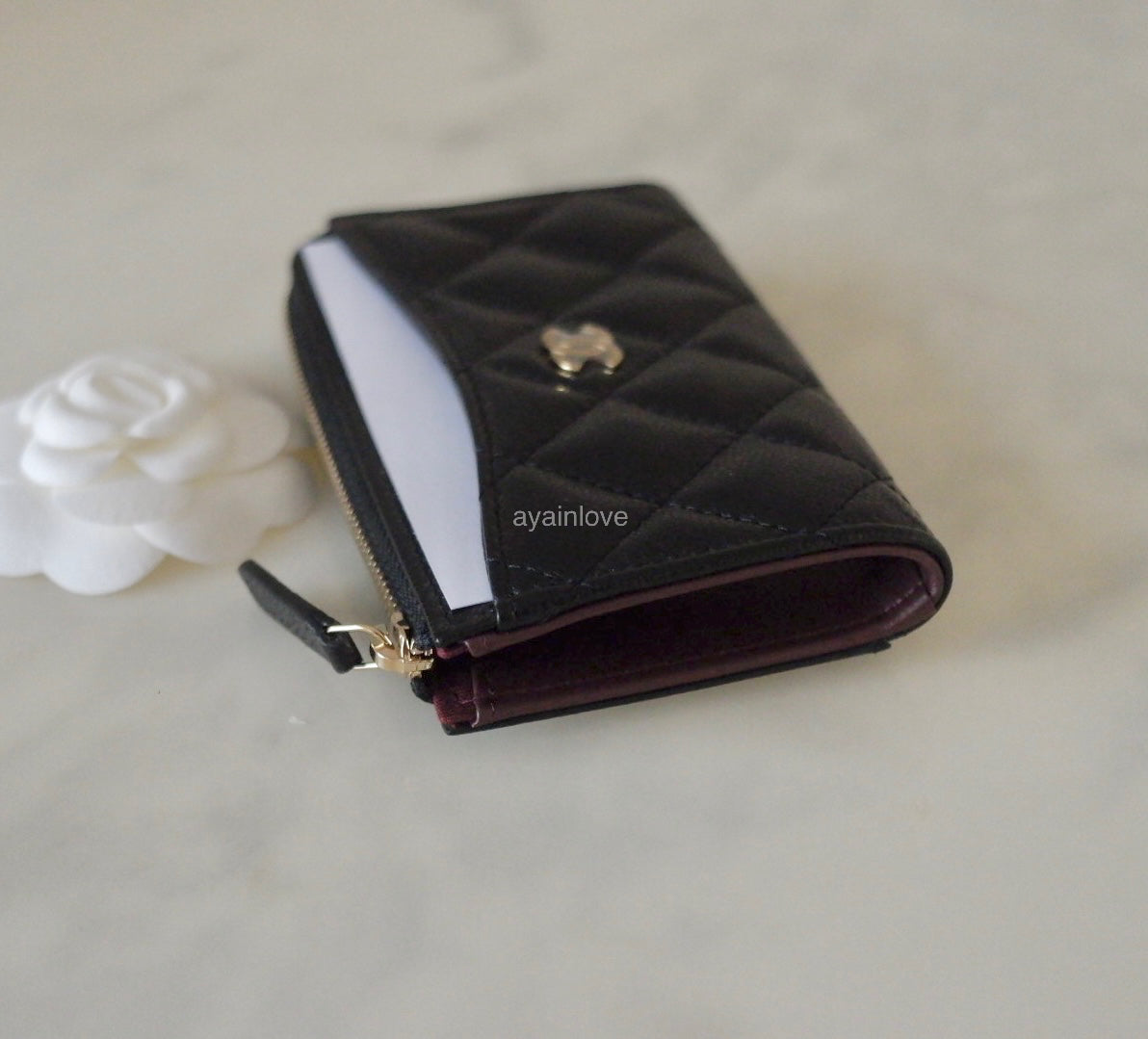 CHANEL Black Caviar New Style XL Zippy Card Holder Wallet Gold Hardware