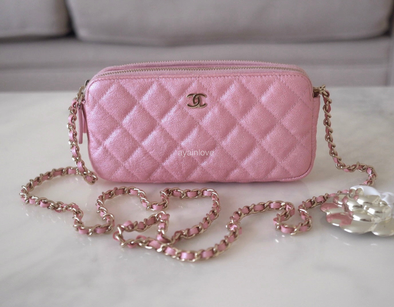 CHANEL, Bags, Chanel Key Ring Zip Wallet 22k Red Caviar