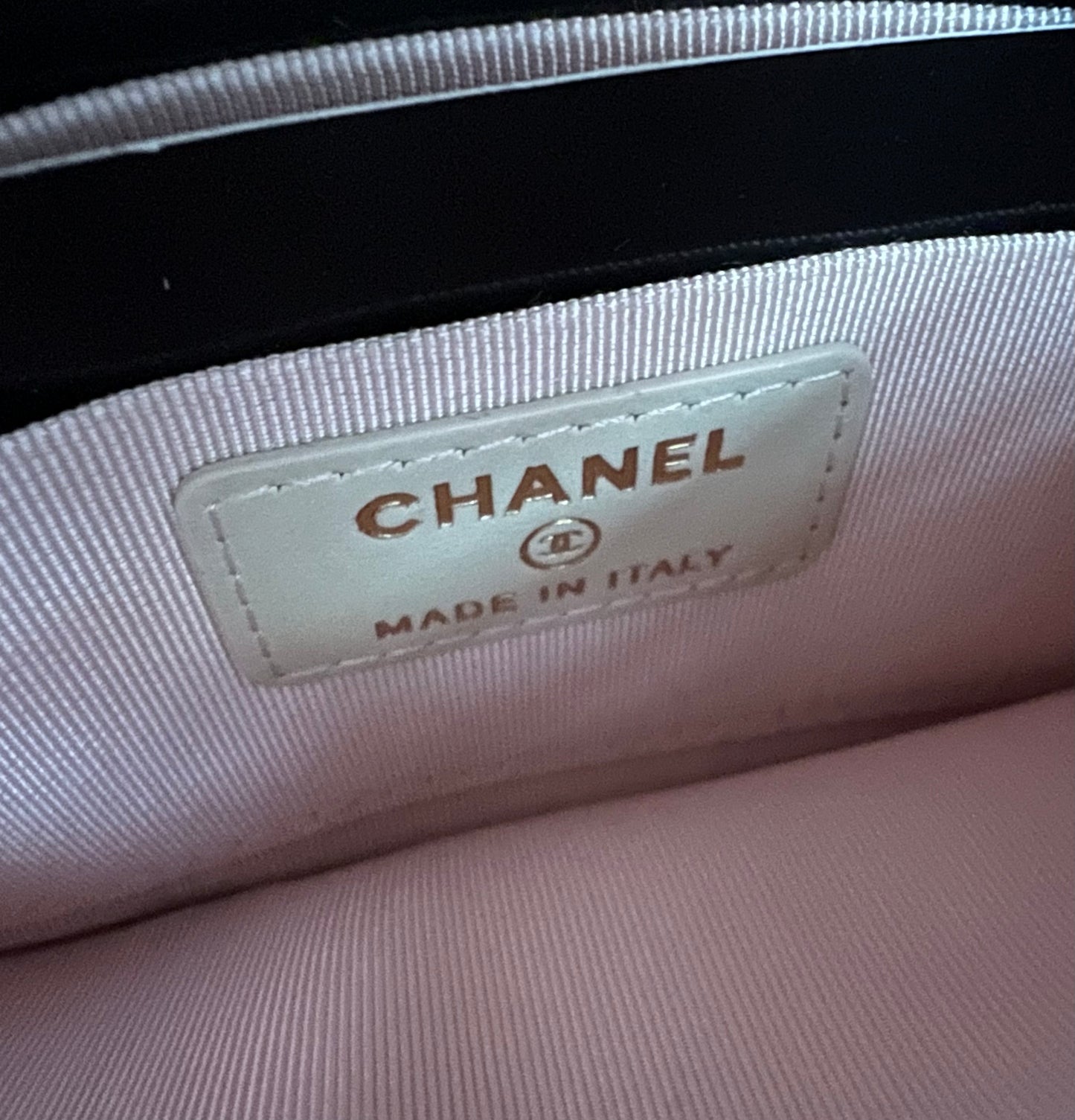 CHANEL 20B Iridescent Ivory Phone Pouch Card Holder Light Gold Hardware