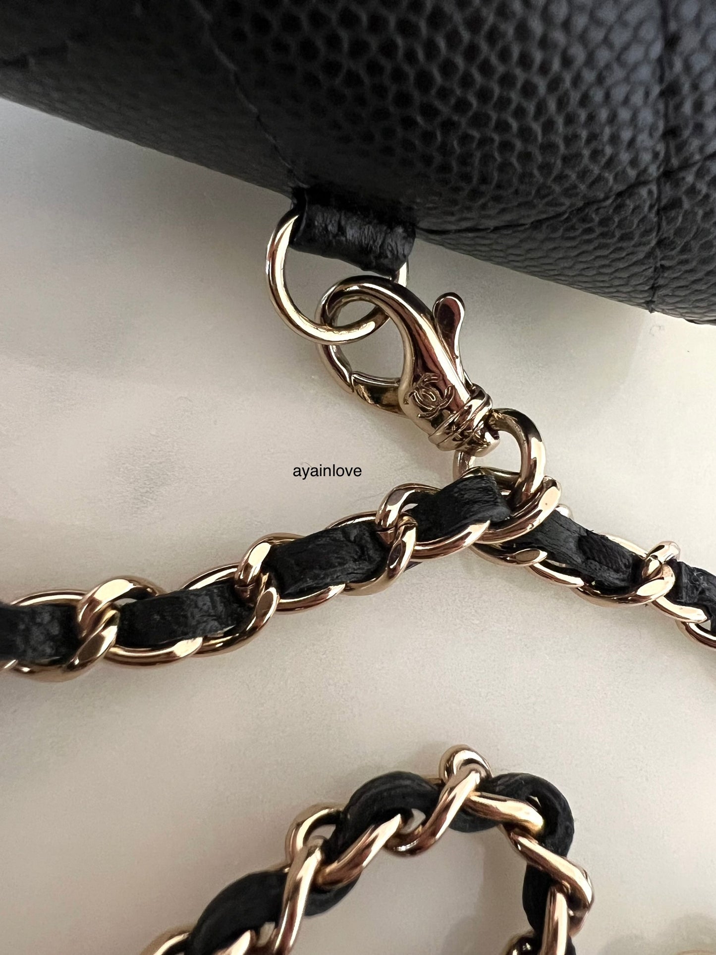 CHANEL Black Caviar AirPods Pro Case Quilted Flap Necklace Strap Gold Hardware