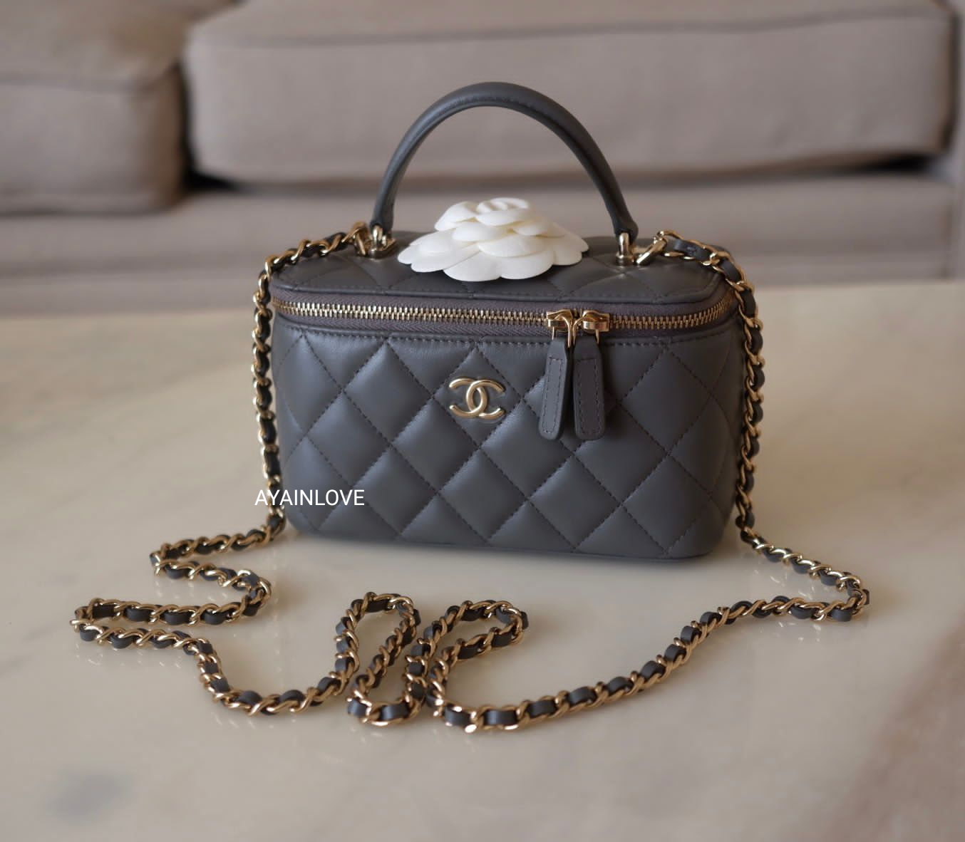 Chanel Vanity Rect Bag Insert in Yui Grey.