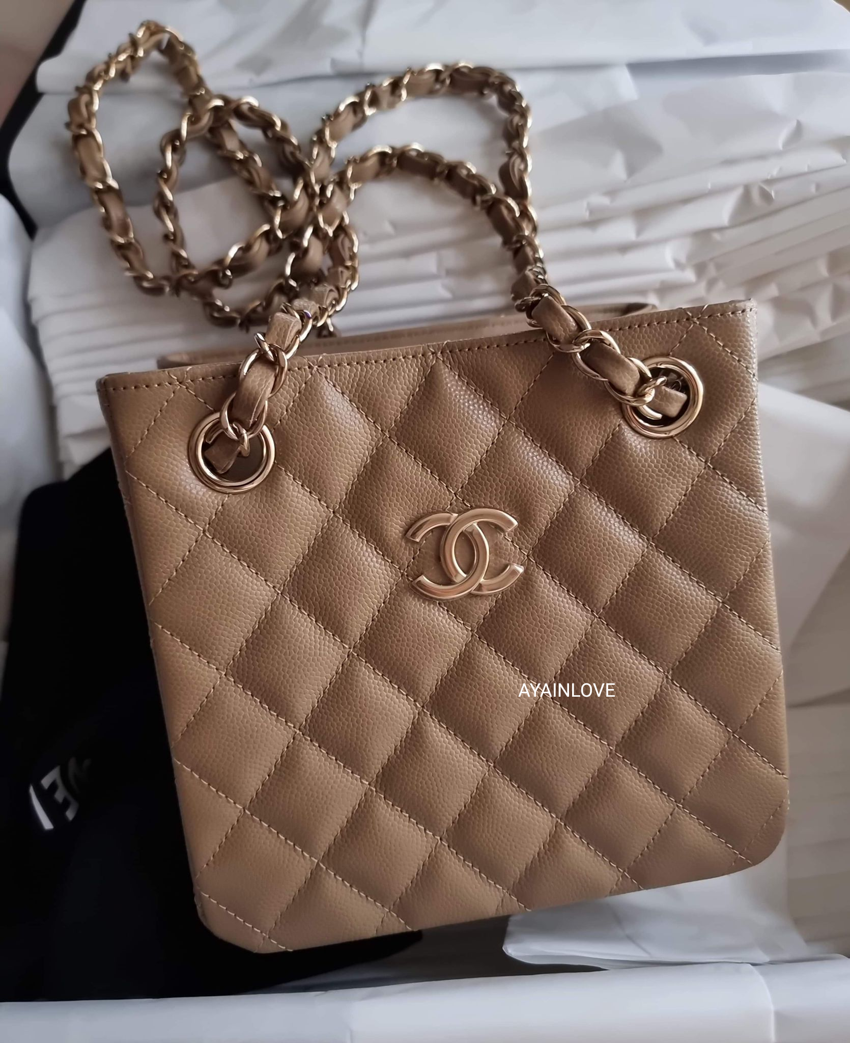 Chanel mini sales beige caviar