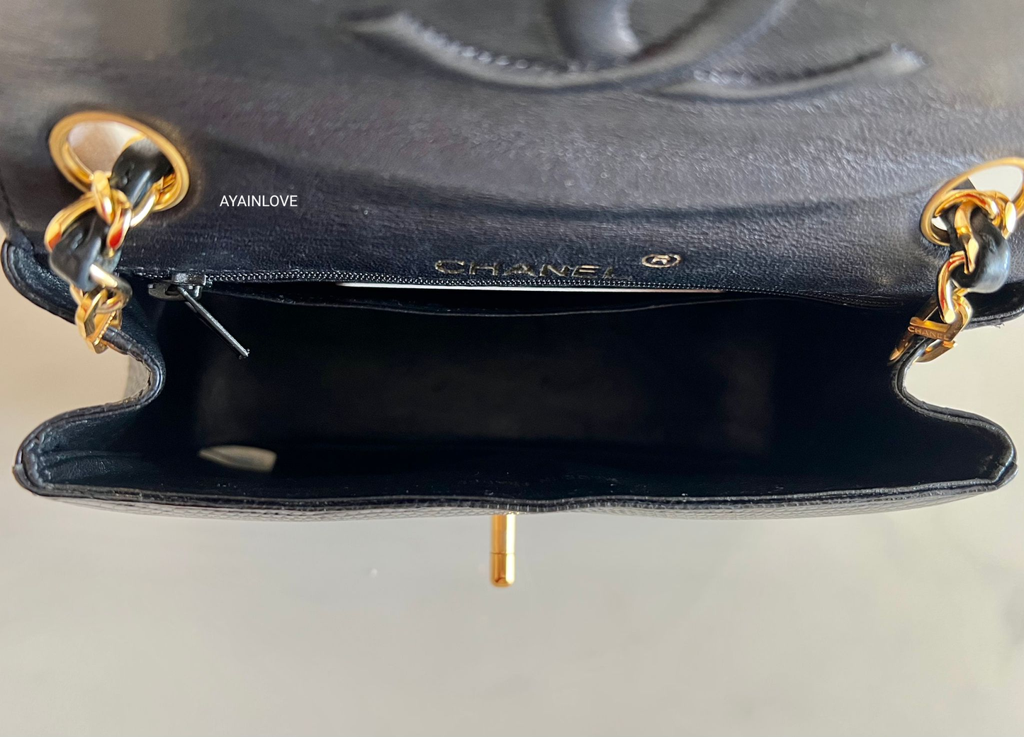 CHANEL Vintage Black Lizard Mini Bag Circa 1989-1991 24K Gold Plated Hardware Series 1