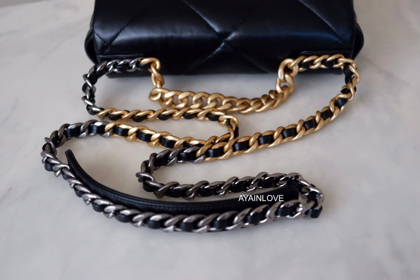 CHANEL Small 19 Black Goatskin Flap Bag Mixed Hardware