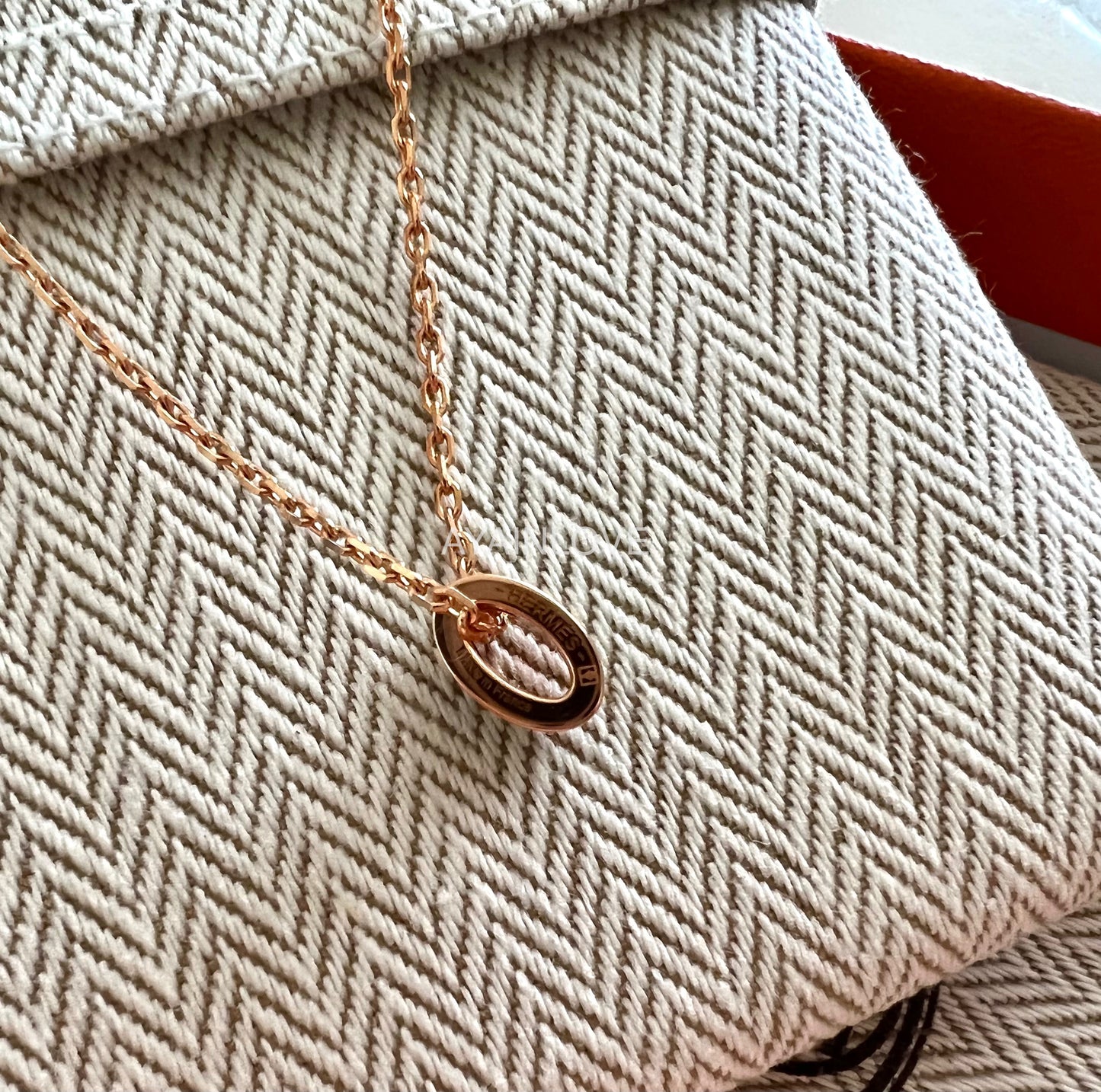 Hermes H Pop Mini Malachite Necklace Rose Gold Hardware