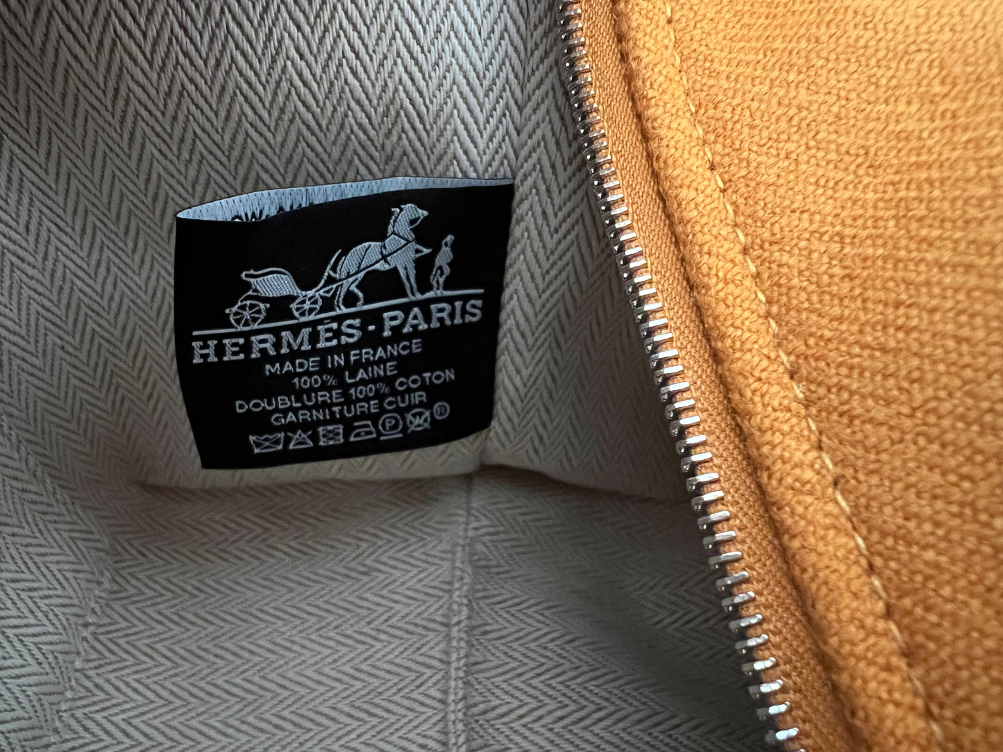 HERMES Bride-A-Brac Ocre Rocabar Wool Small Toilette Case Palladium Hardware