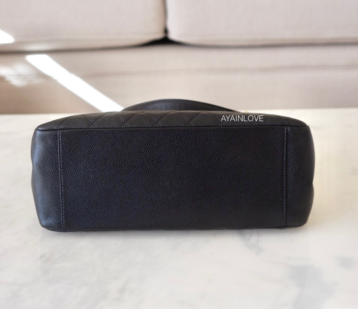 BLACK CAVIAR GRAND SHOPPING TOTE GST GOLD HARDWARE