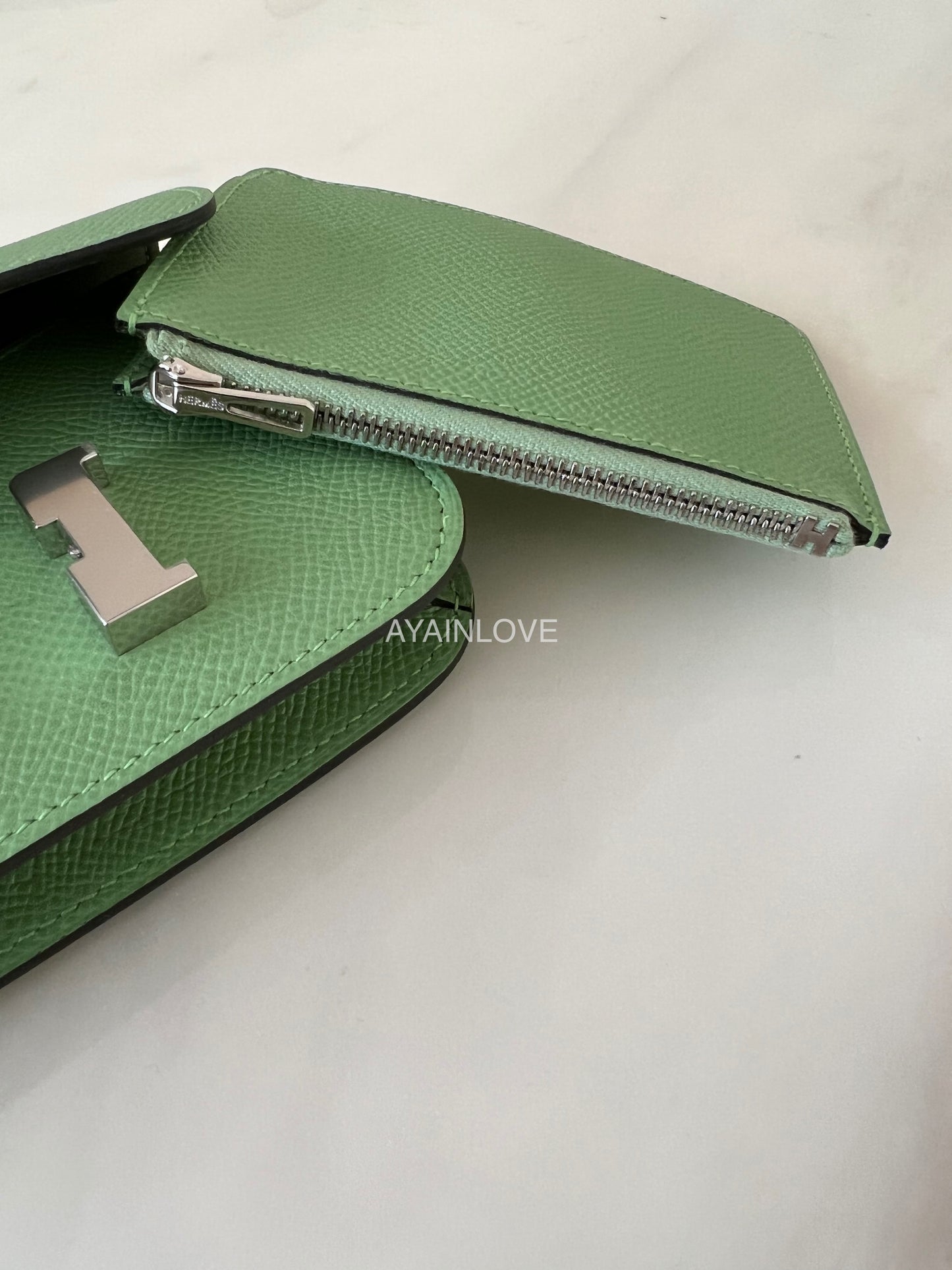 HERMES Constance Slim Epsom Vert Criquet Palladium Hardware