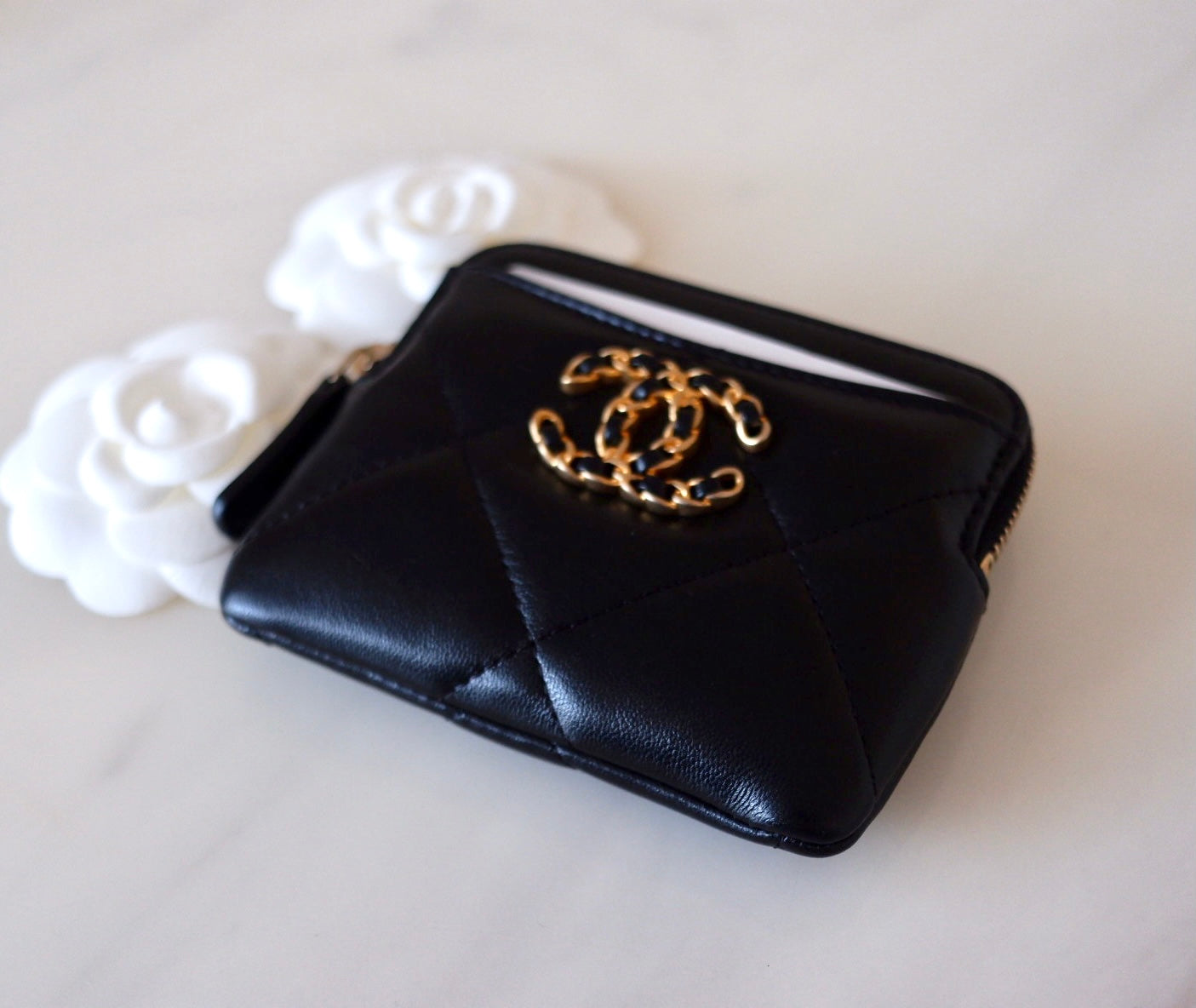 21K BLACK 19 LAMB SKIN ZIPPY CARD HOLDER MIXED HARDWARE *NEW*