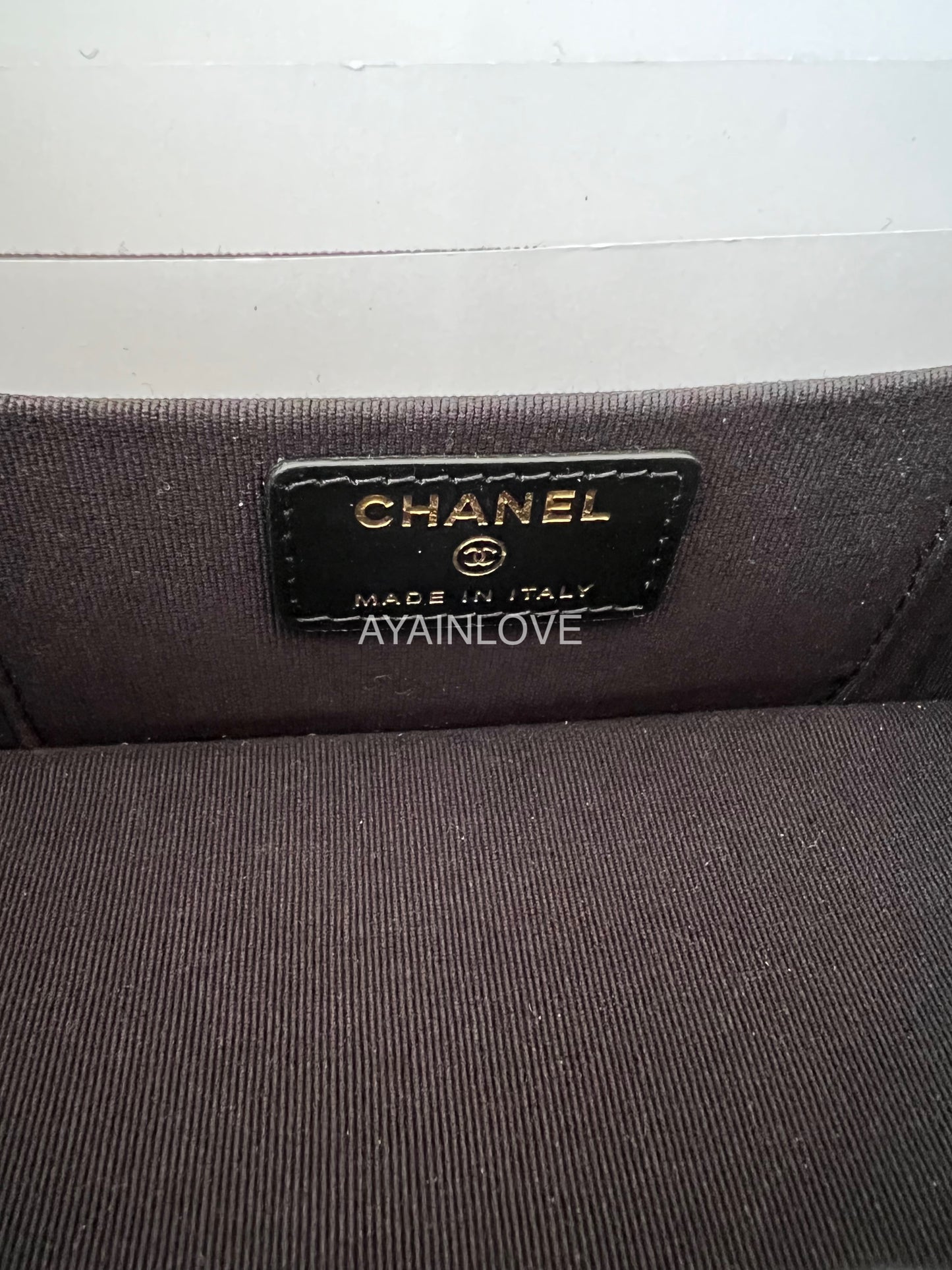 CHANEL 22K Black Lamb Skin Top Handle Cargo Pocket Rectangular Vanity Gold Hardware