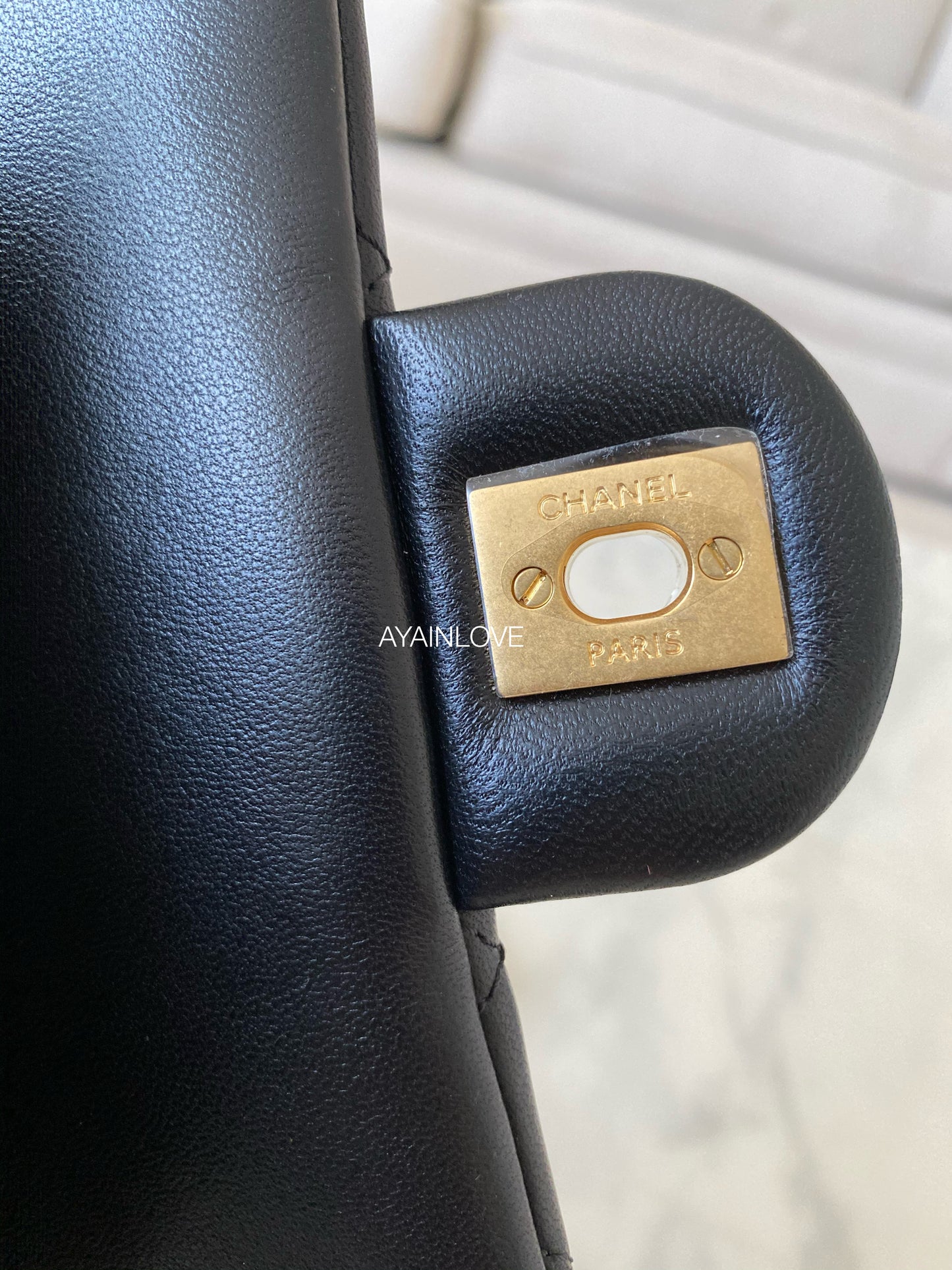 21K BLACK PEARL CRUSH LAMB SKIN RECTANGLE MINI AGED GOLD HARDWARE *NEW*