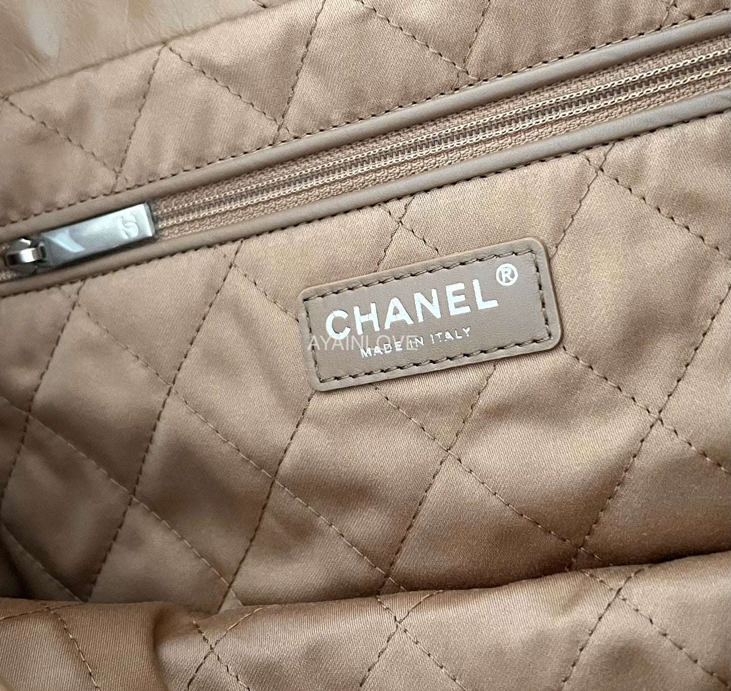 CHANEL 22K Beige Calf Skin Small 22 Bag Matte Silver Hardware