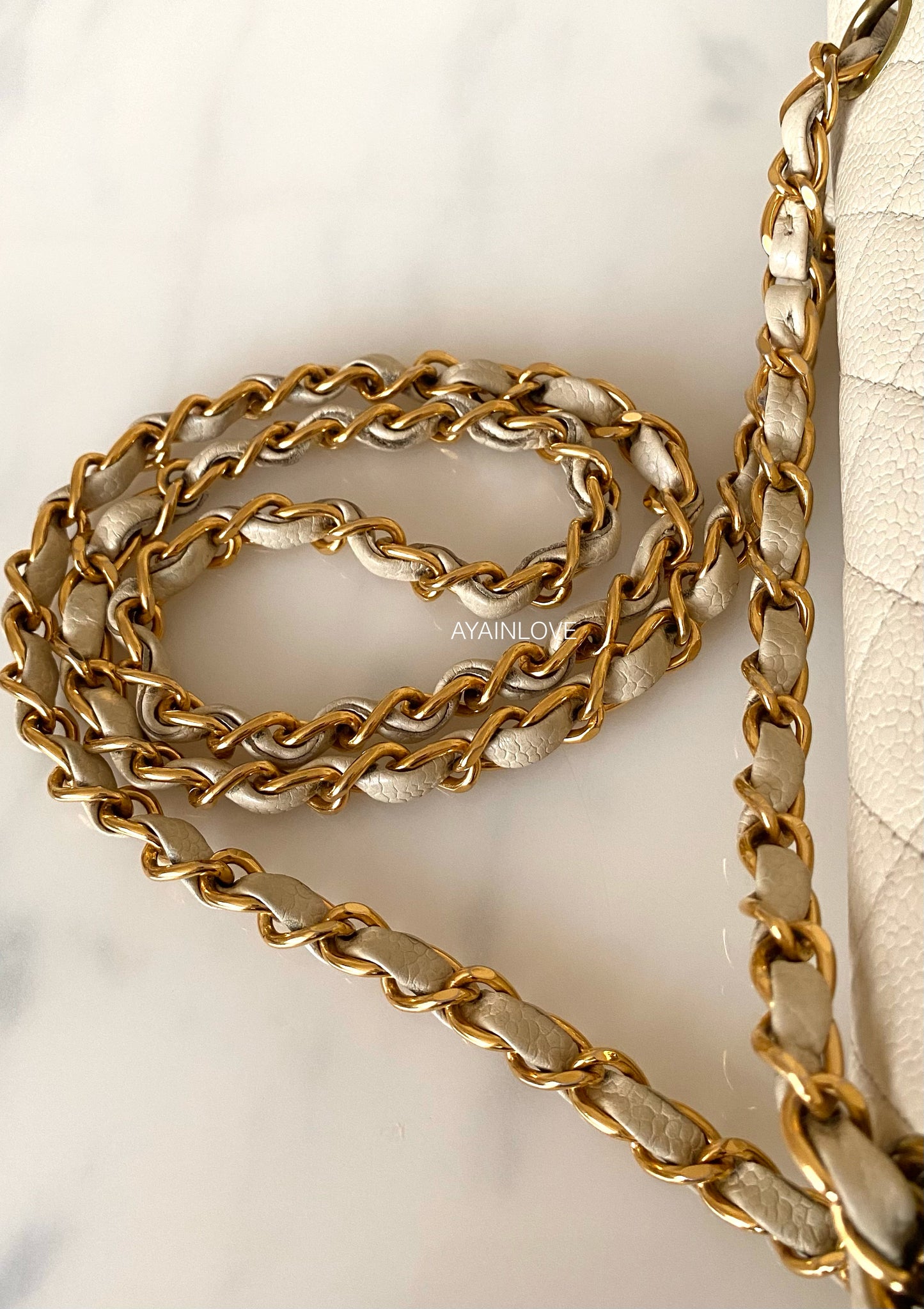 CHANEL Vintage Light Beige Caviar Medium Classic Flap 24K Gold Plated Hardware Series 5